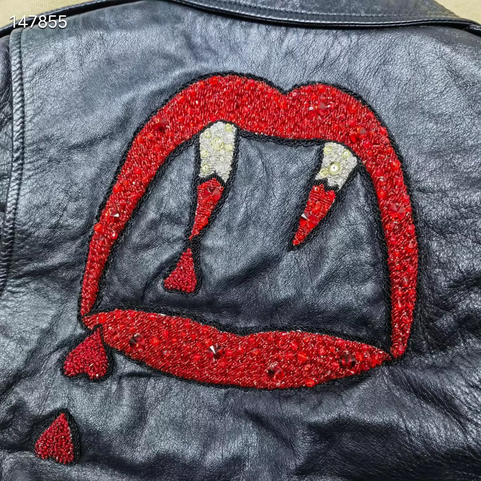 Saint Laurent Paris Saint Laurent Paris Blood Teeth Leather Jacket Size US XXS / EU 40 - 3 Thumbnail