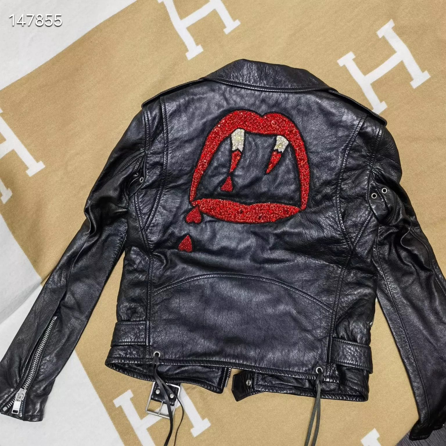 Saint Laurent Paris Saint Laurent Paris Blood Teeth Leather Jacket Size US XXS / EU 40 - 2 Thumbnail