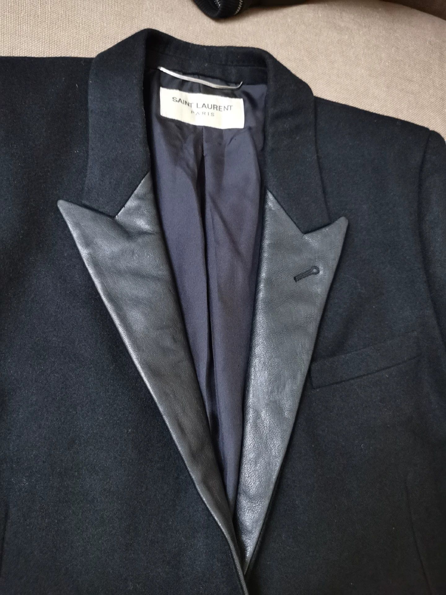 Saint Laurent Paris Saint Laurent Paris Showpiece patchwork leather collar coat Size US L / EU 52-54 / 3 - 4 Thumbnail