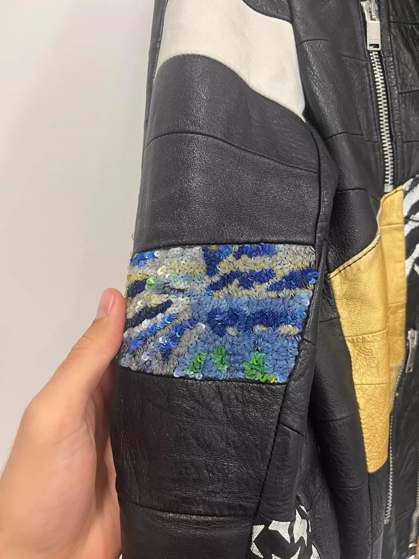 Saint Laurent Paris Multi element splicing jacket