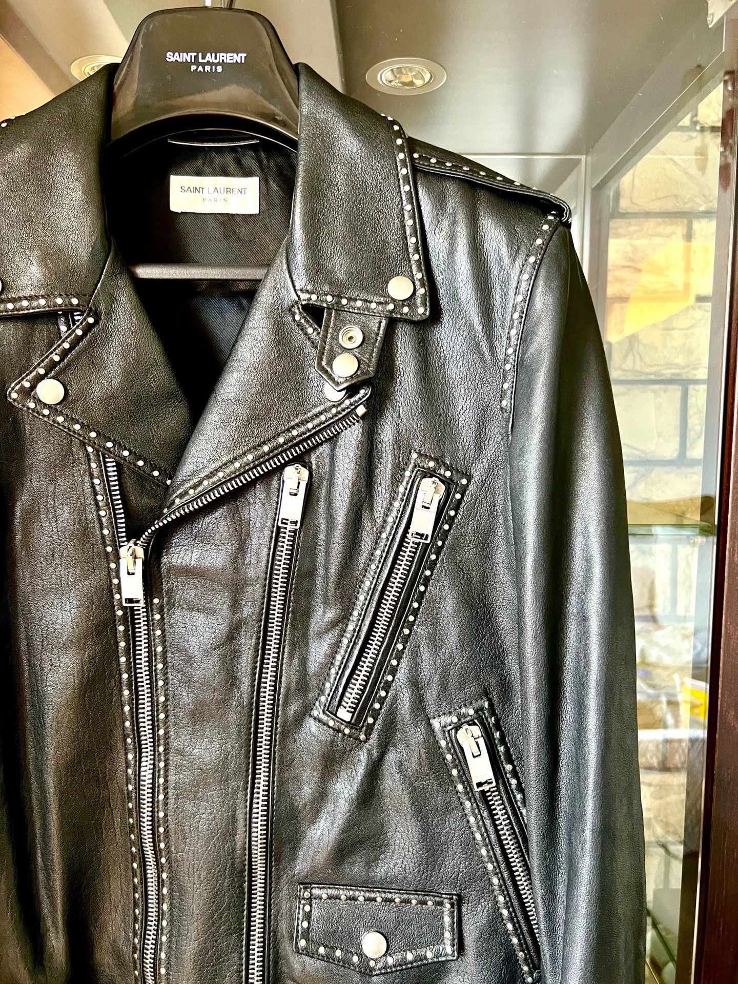 Saint Laurent Paris Saint Laurent Paris Riveted leather jacket Size US L / EU 52-54 / 3 - 2 Thumbnail