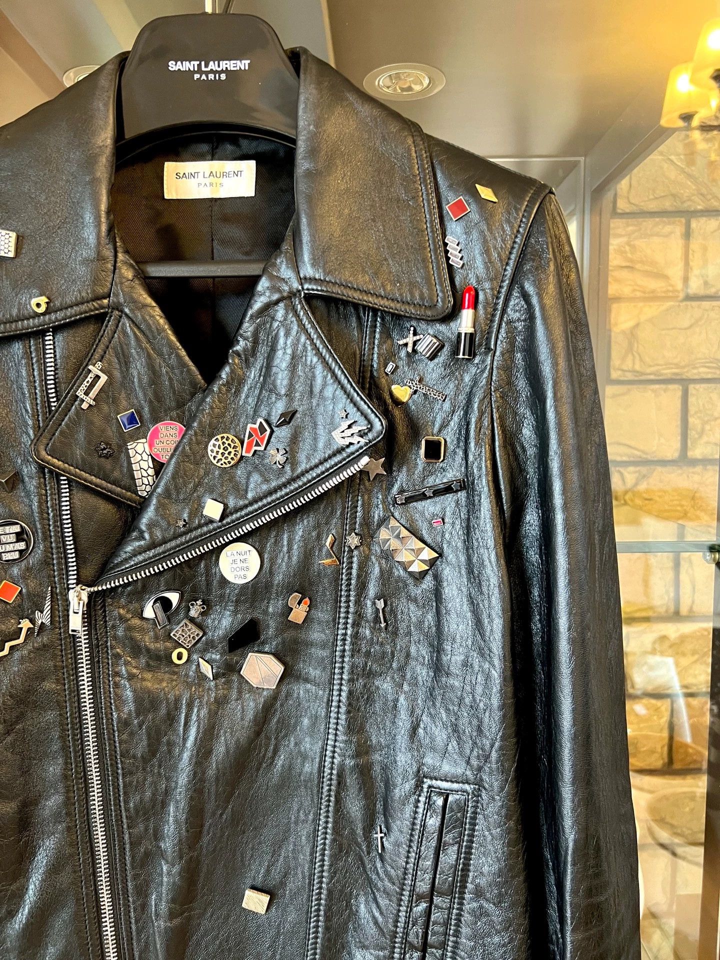 Saint Laurent Paris Saint Laurent Paris Badge leather jacket Size US S / EU 44-46 / 1 - 2 Thumbnail
