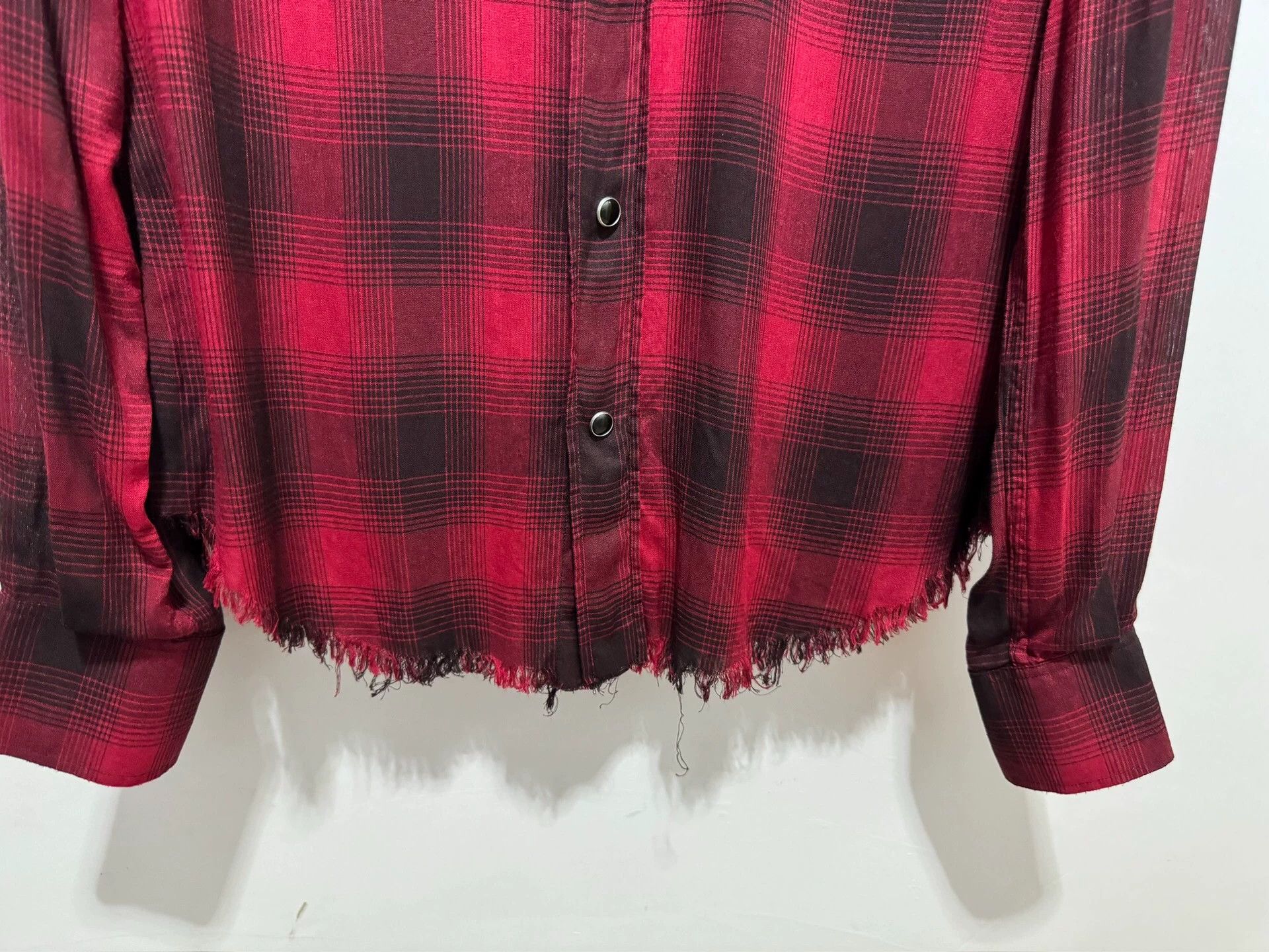 Saint Laurent Paris Saint Laurent Paris Red checkered fringe shirt Size US S / EU 44-46 / 1 - 3 Thumbnail