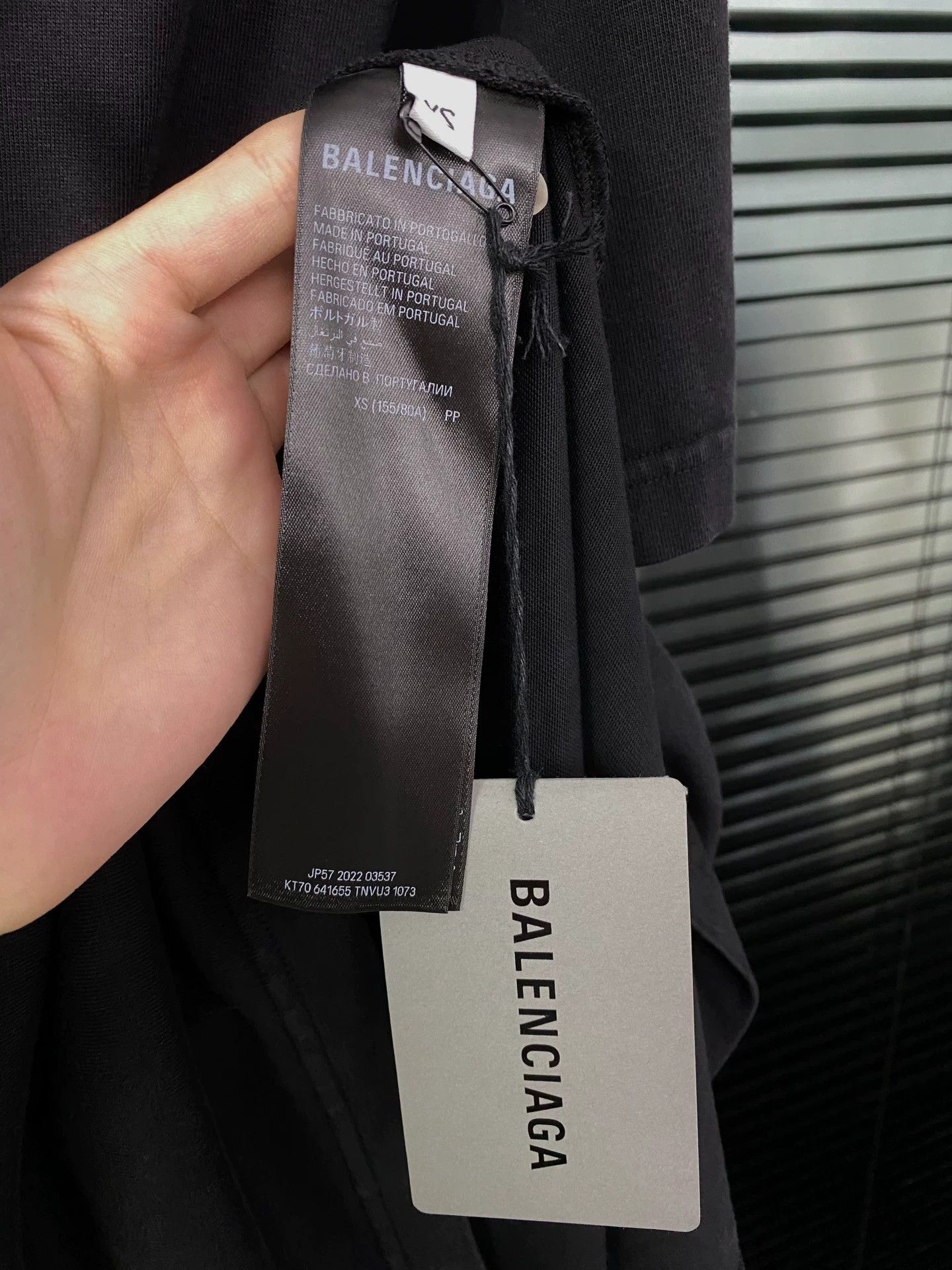 Balenciaga Balenciaga New black distressed back rhinestone letter short sleeved shirt Size US XS / EU 42 / 0 - 4 Thumbnail