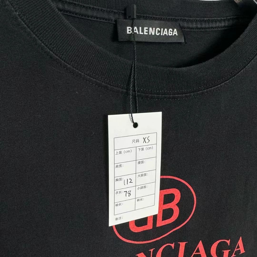 Balenciaga Balenciaga Black and Red Double B Letter Short Sleeve Size US XS / EU 42 / 0 - 2 Thumbnail