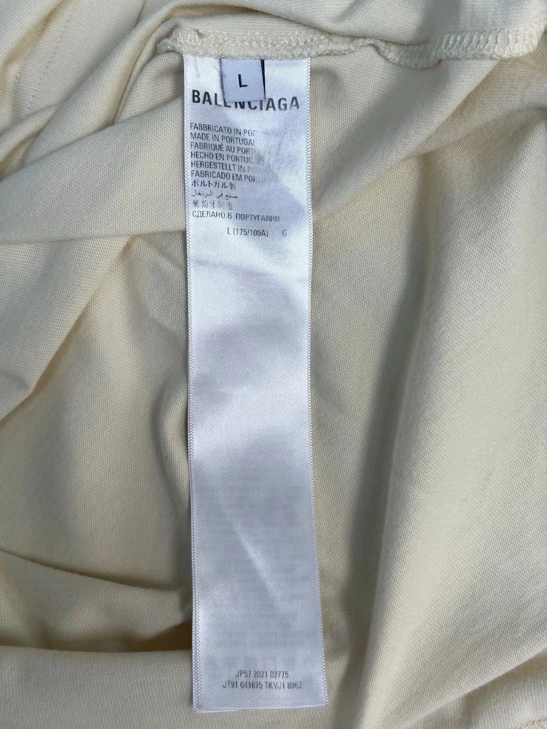 Balenciaga Balenciaga classic hot selling product with embroidered letter logo in front and back, cola beige short sleeved shirt Size US L / EU 52-54 / 3 - 5 Thumbnail