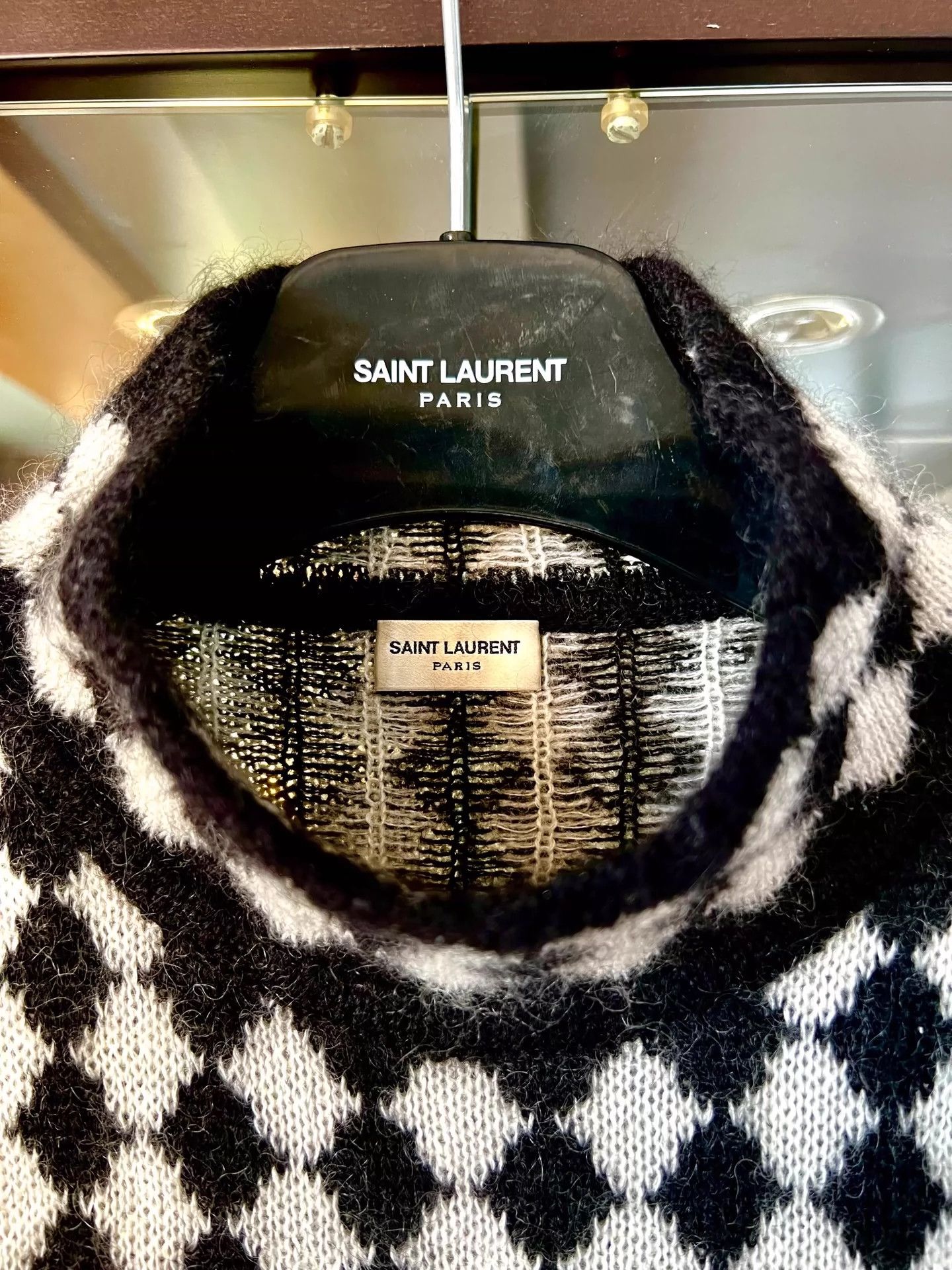 Saint Laurent Paris Saint Laurent Paris Leng grid high neck sweater Size US XL / EU 56 / 4 - 3 Thumbnail
