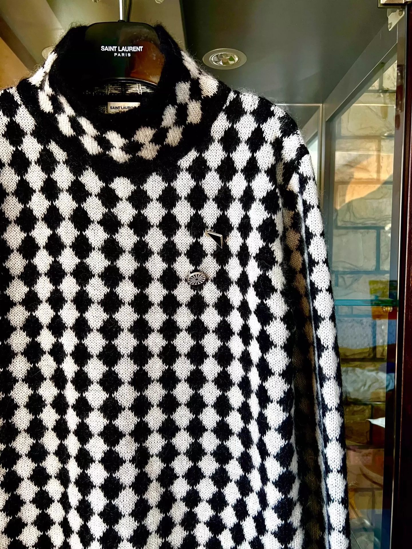 Saint Laurent Paris Saint Laurent Paris Leng grid high neck sweater Size US XL / EU 56 / 4 - 2 Thumbnail