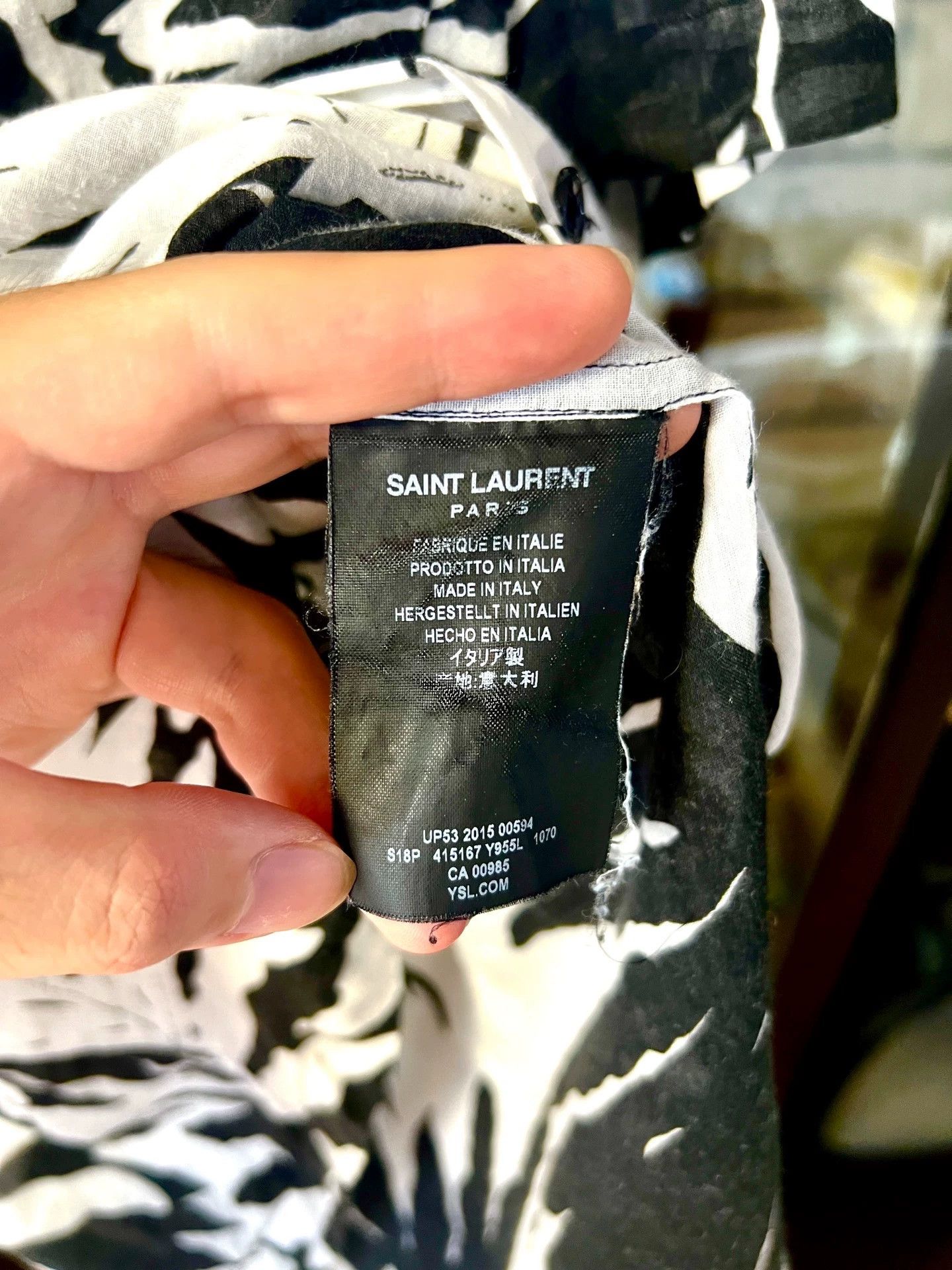 Saint Laurent Paris Saint Laurent Paris 16ss black and white Cuban collar Hawaiian coconut tree shirt Size US M / EU 48-50 / 2 - 6 Thumbnail