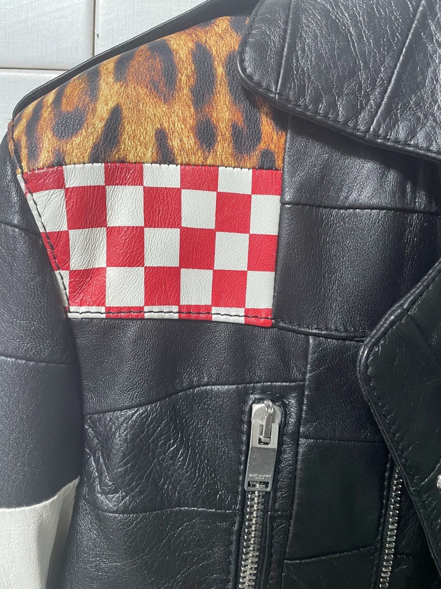Saint Laurent Paris Saint Laurent Paris Splicing leather jacket Size US S / EU 44-46 / 1 - 2 Thumbnail