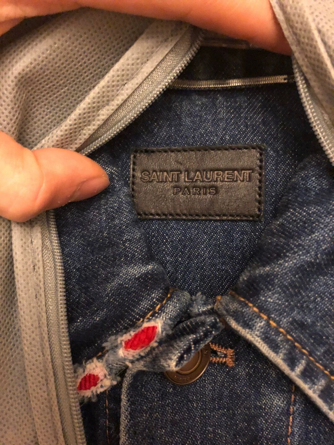 Saint Laurent Paris Saint Laurent Paris Badge washed denim jacket Size US XXS / EU 40 - 6 Thumbnail