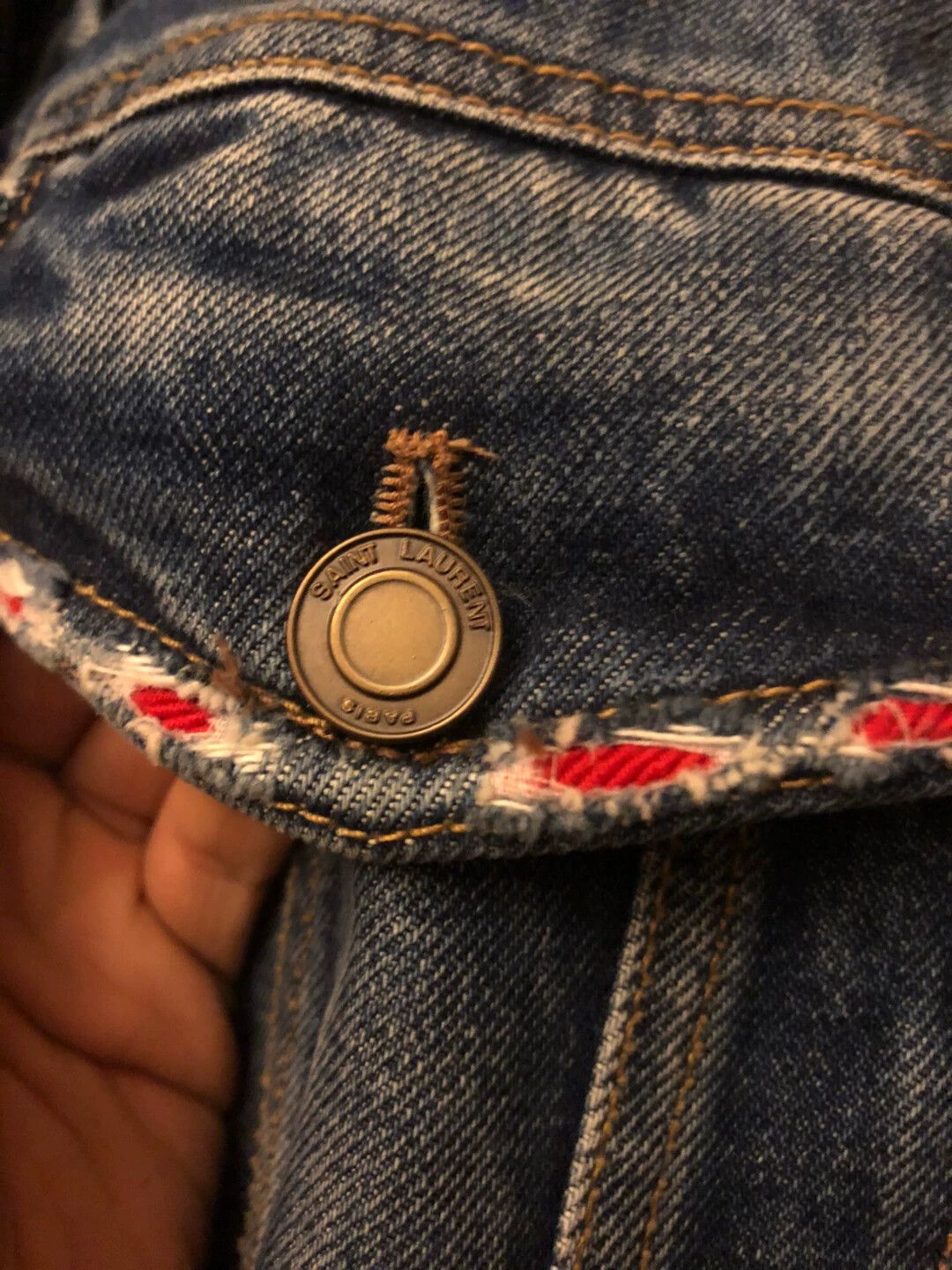 Saint Laurent Paris Saint Laurent Paris Badge washed denim jacket Size US XXS / EU 40 - 5 Thumbnail