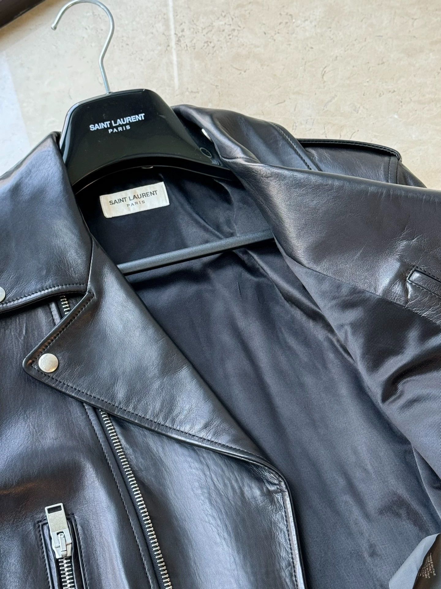 Saint Laurent Paris Saint Laurent Paris Black Classic Leather Jacket Size US L / EU 52-54 / 3 - 6 Thumbnail