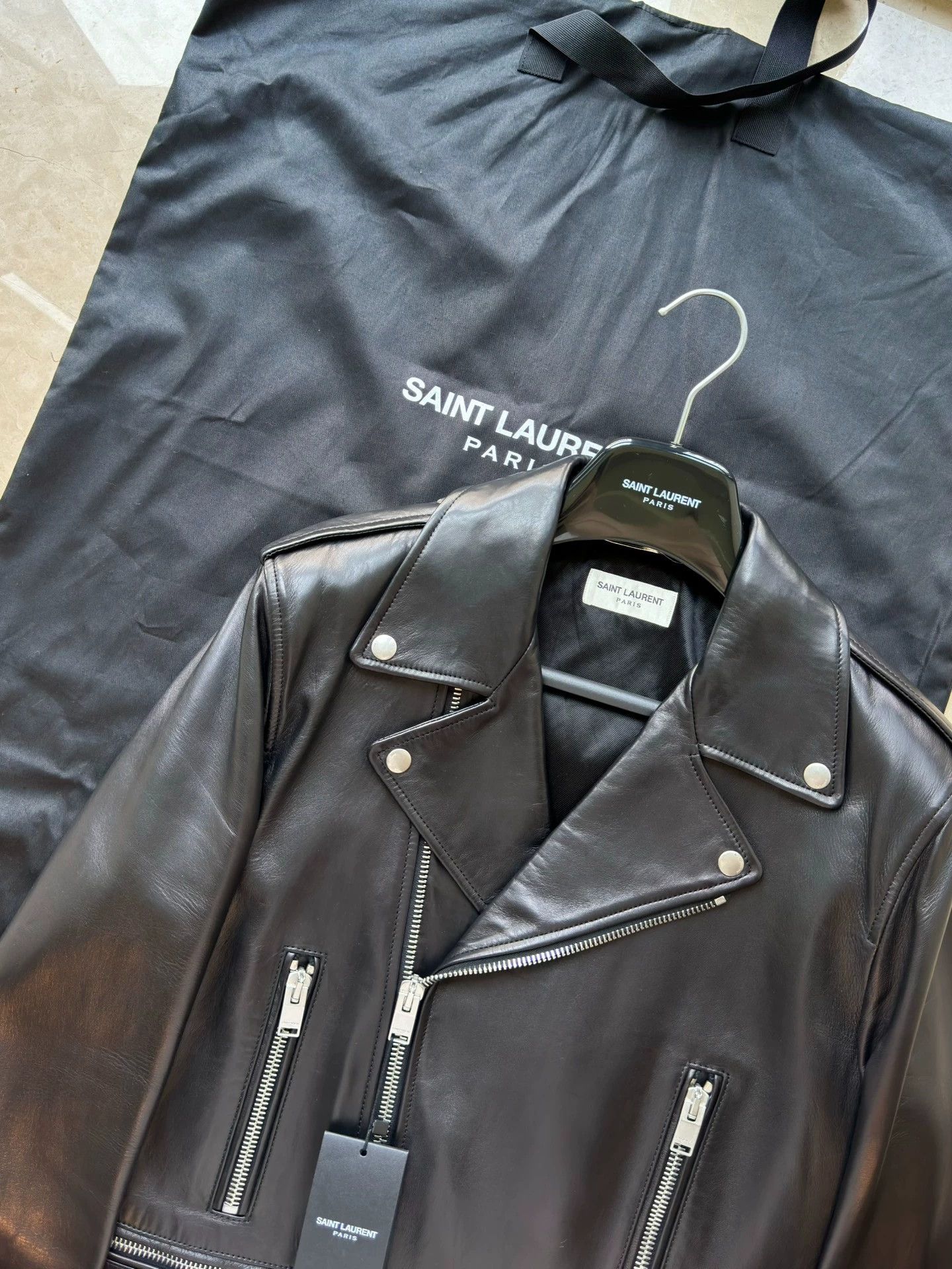 Saint Laurent Paris Saint Laurent Paris Black Classic Leather Jacket Size US L / EU 52-54 / 3 - 9 Thumbnail