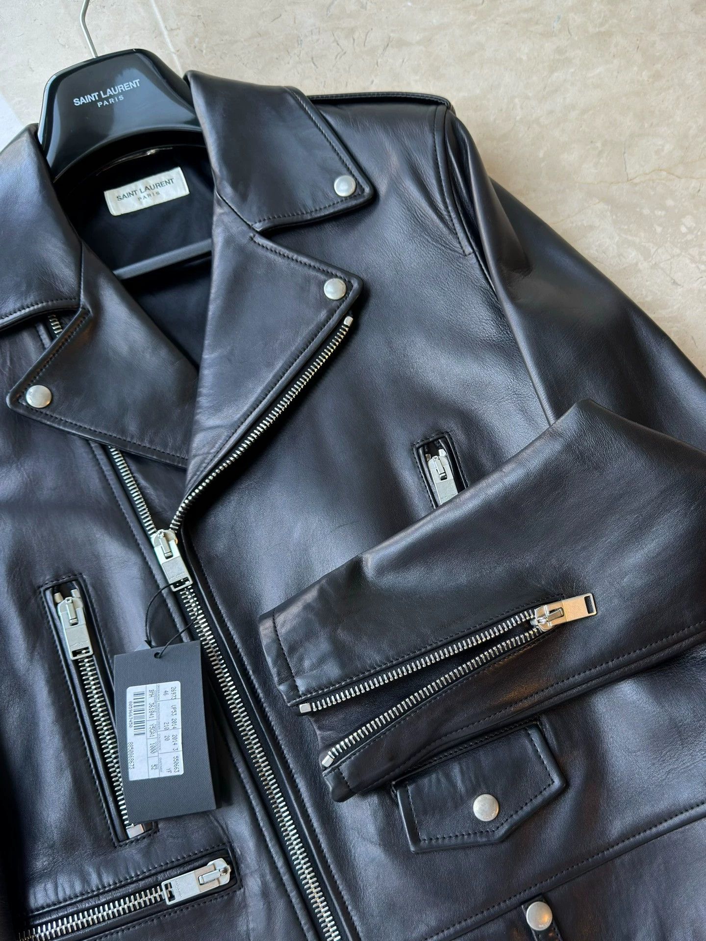 Saint Laurent Paris Saint Laurent Paris Black Classic Leather Jacket Size US L / EU 52-54 / 3 - 5 Thumbnail