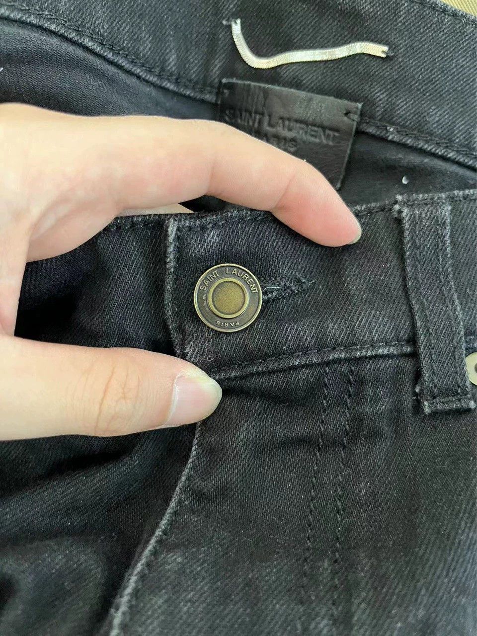 Saint Laurent Paris Saint Laurent Paris Black waxed straight leg jeans Size US 31 - 5 Thumbnail
