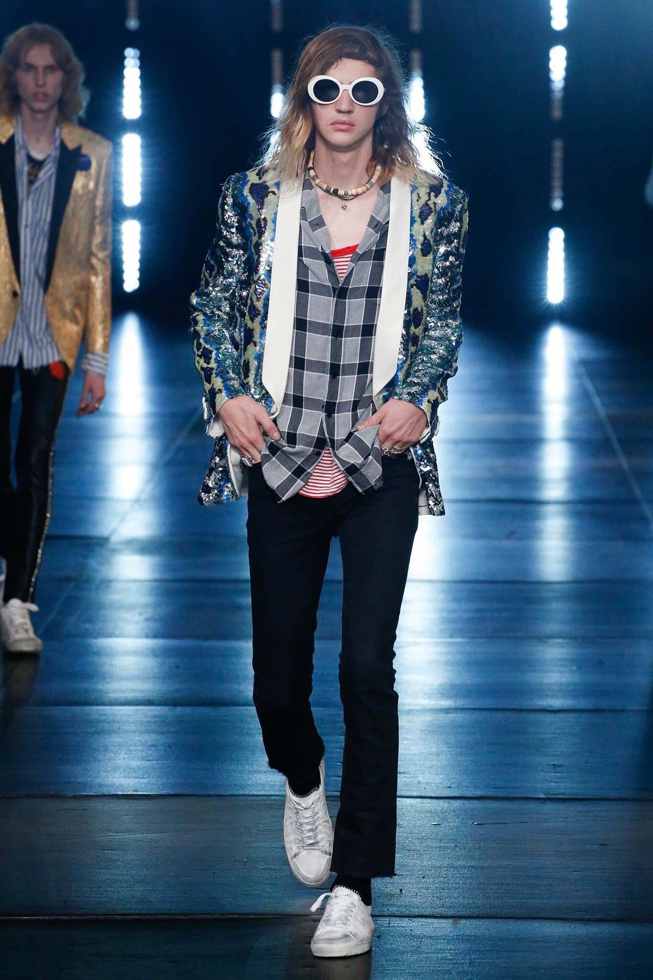 Saint Laurent Paris Saint Laurent Paris Fringed and fringed denim jeans Size US 29 - 7 Thumbnail