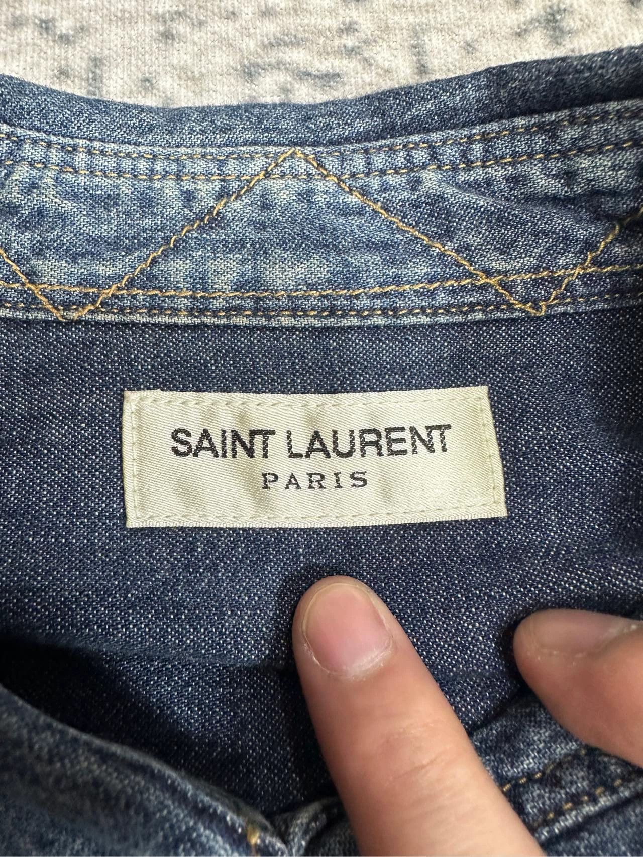 Saint Laurent Paris Saint Laurent Paris Pocket embroidered denim shirt Size US S / EU 44-46 / 1 - 3 Thumbnail