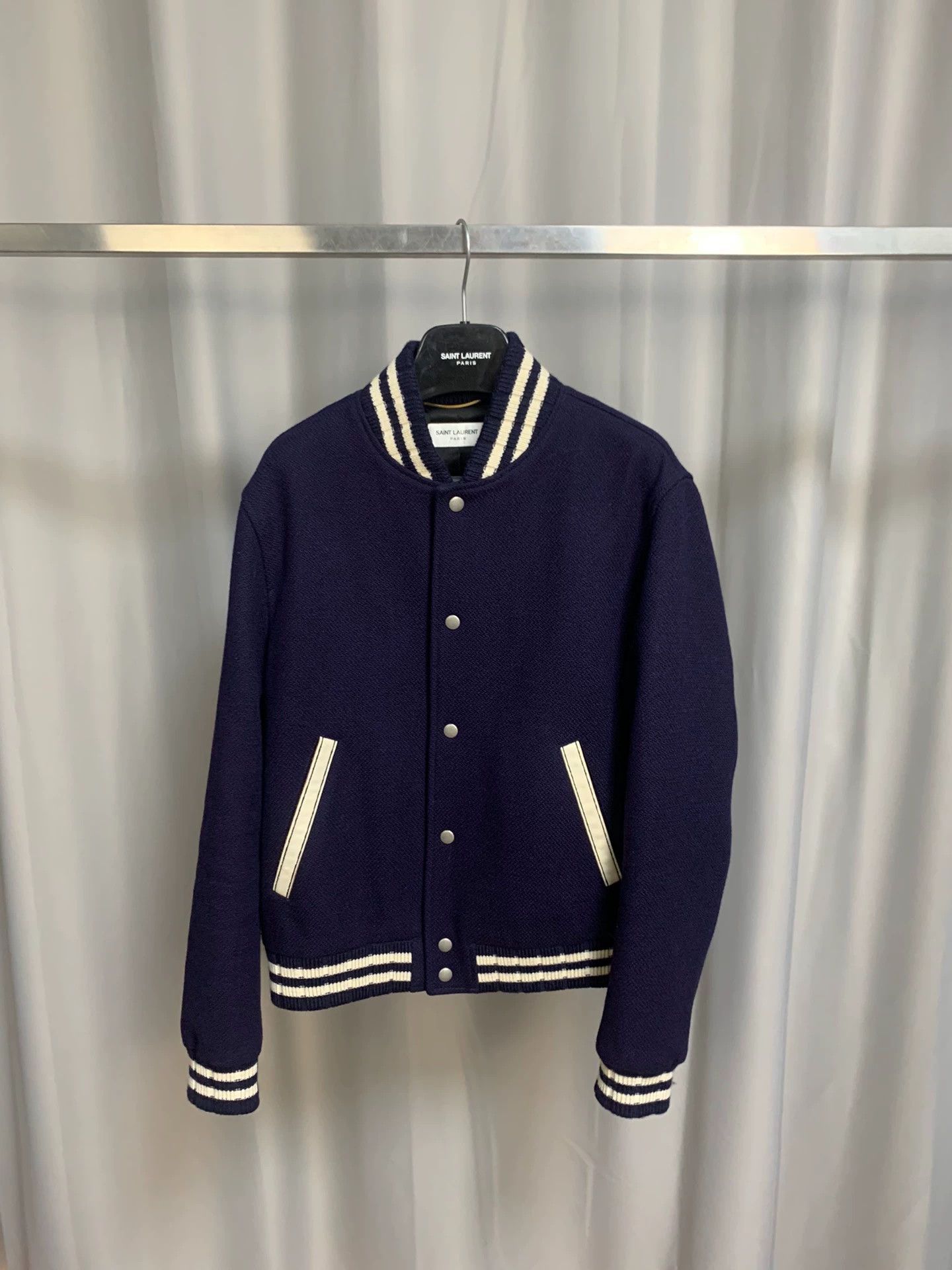 Saint Laurent Paris Saint Laurent Paris Slogan wool baseball jacket Size US S / EU 44-46 / 1 - 2 Thumbnail