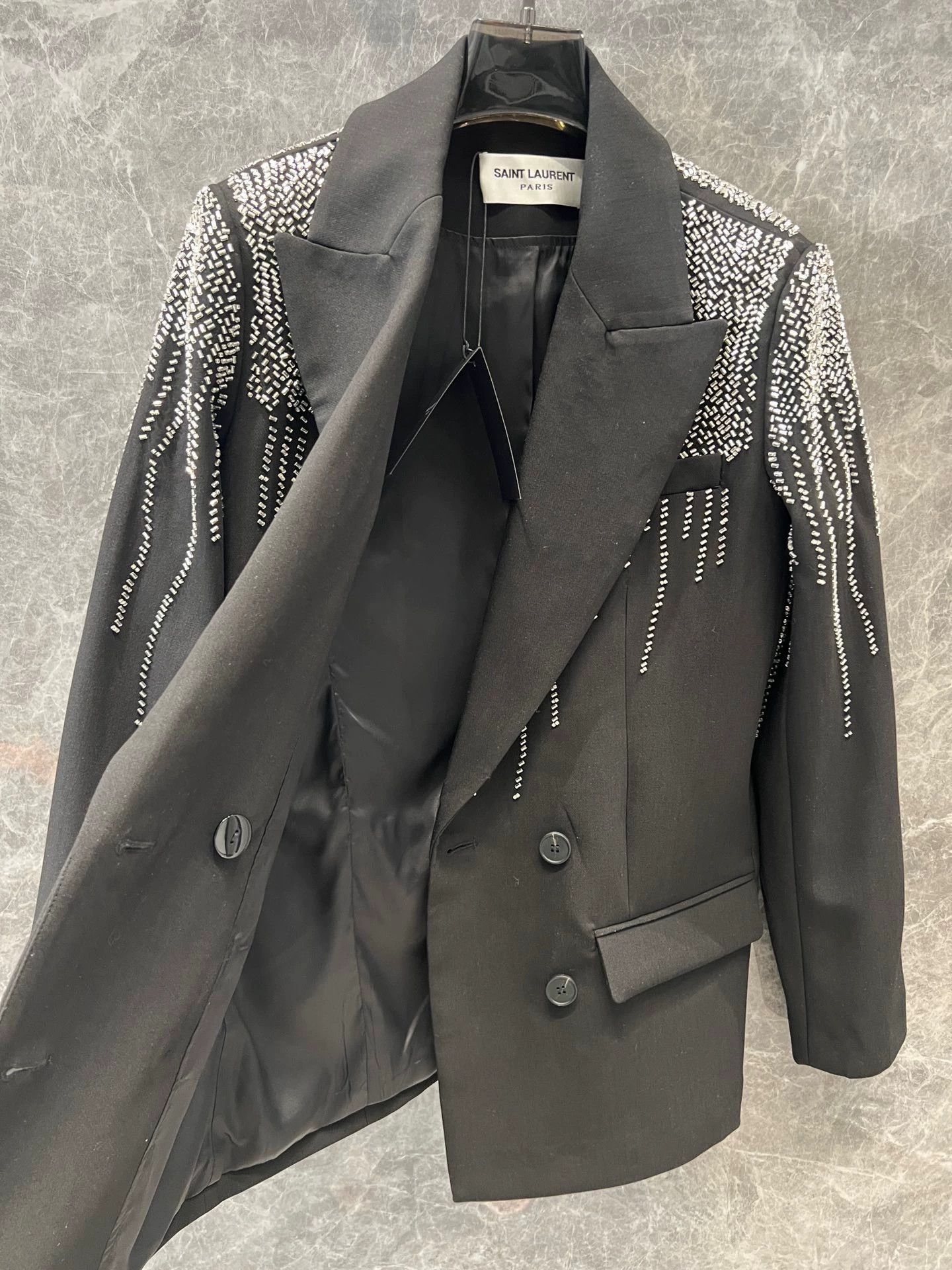 Saint Laurent Paris Saint Laurent Paris 24fw rhinestone suit jacket Size US S / EU 44-46 / 1 - 3 Thumbnail