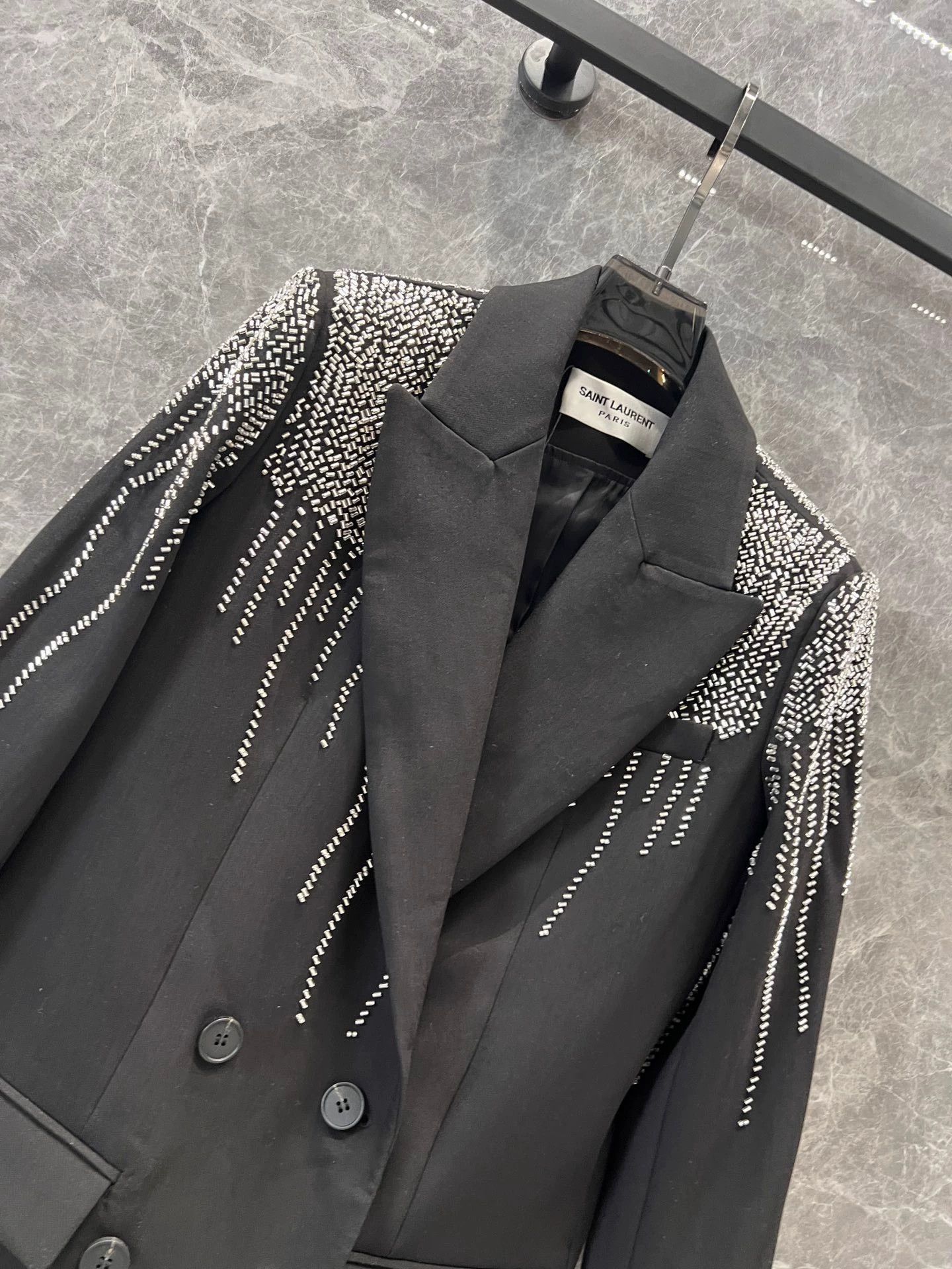 Saint Laurent Paris Saint Laurent Paris 24fw rhinestone suit jacket Size US S / EU 44-46 / 1 - 9 Thumbnail