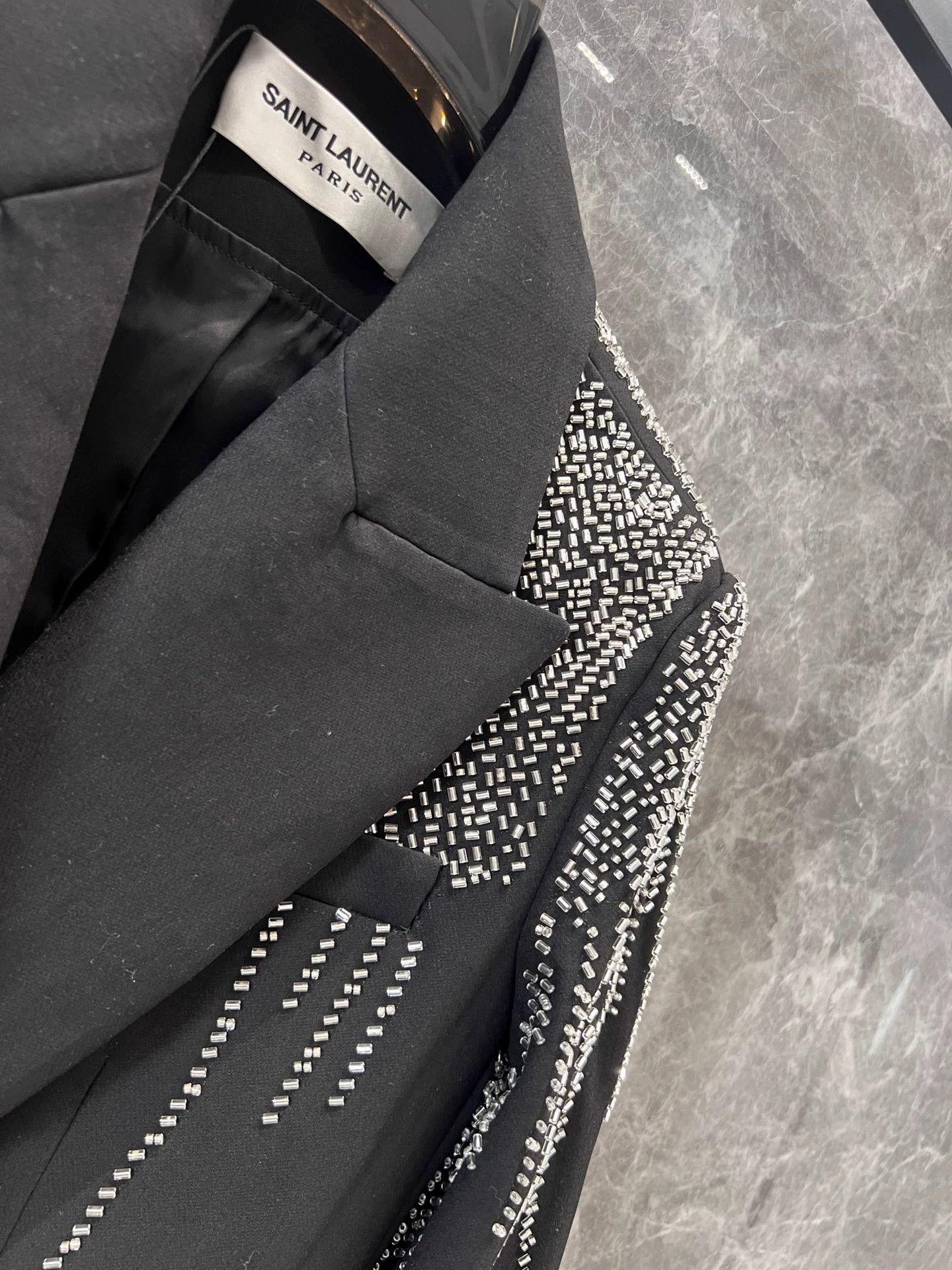 Saint Laurent Paris Saint Laurent Paris 24fw rhinestone suit jacket Size US S / EU 44-46 / 1 - 6 Thumbnail