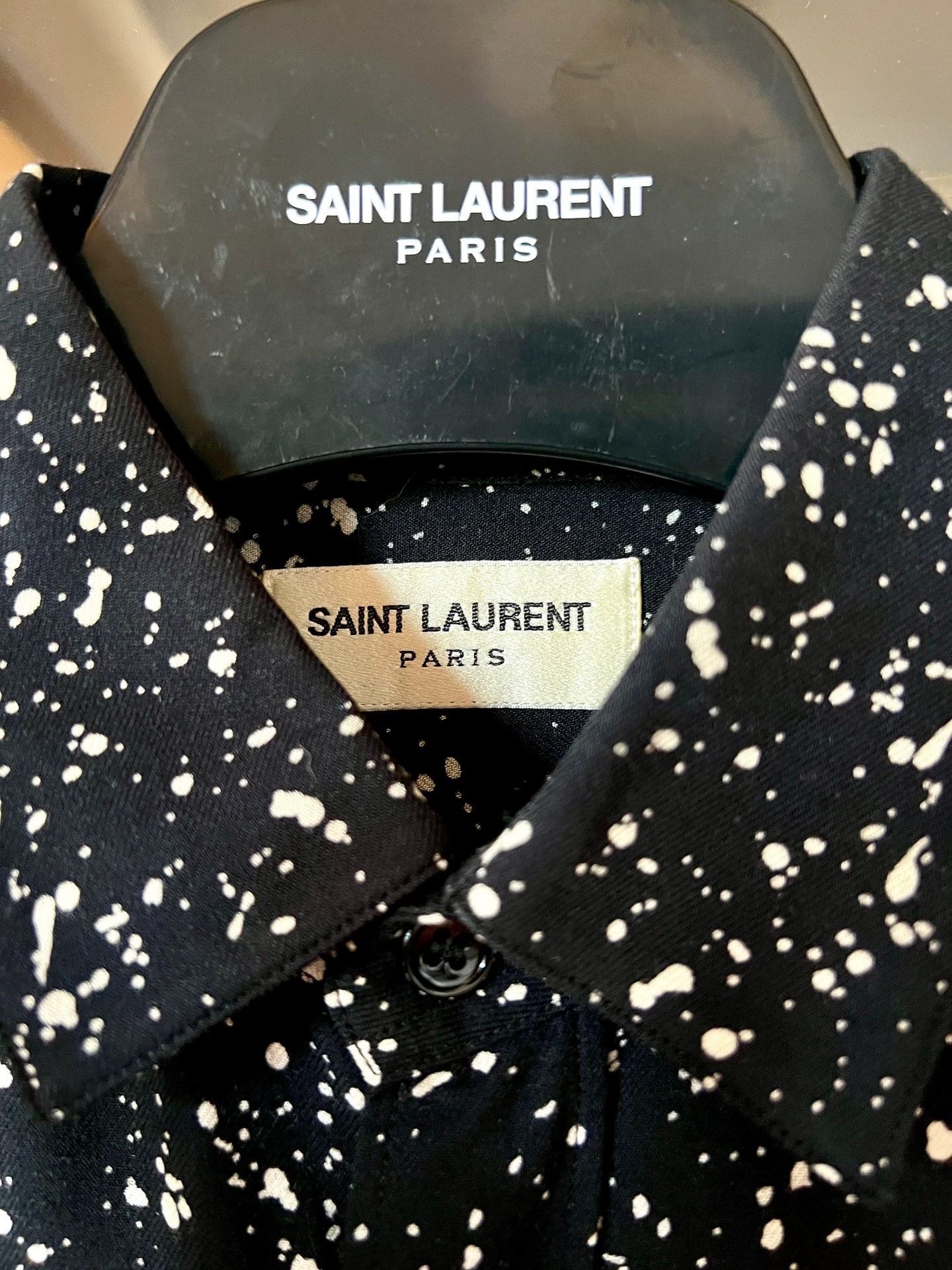 Saint Laurent Paris Black starry sky splashed ink shirt