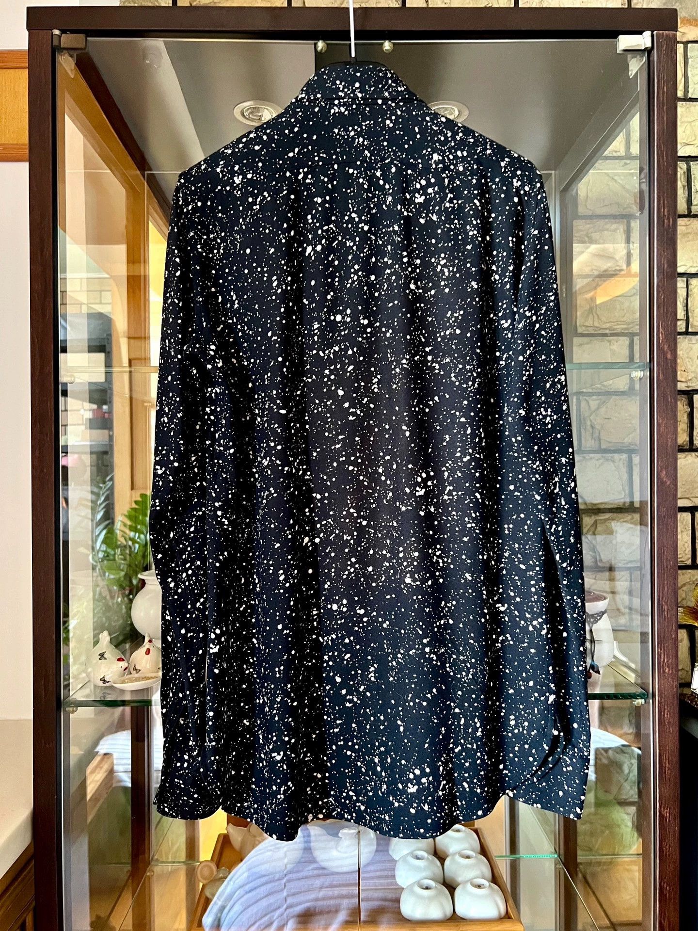 Saint Laurent Paris Black starry sky splashed ink shirt