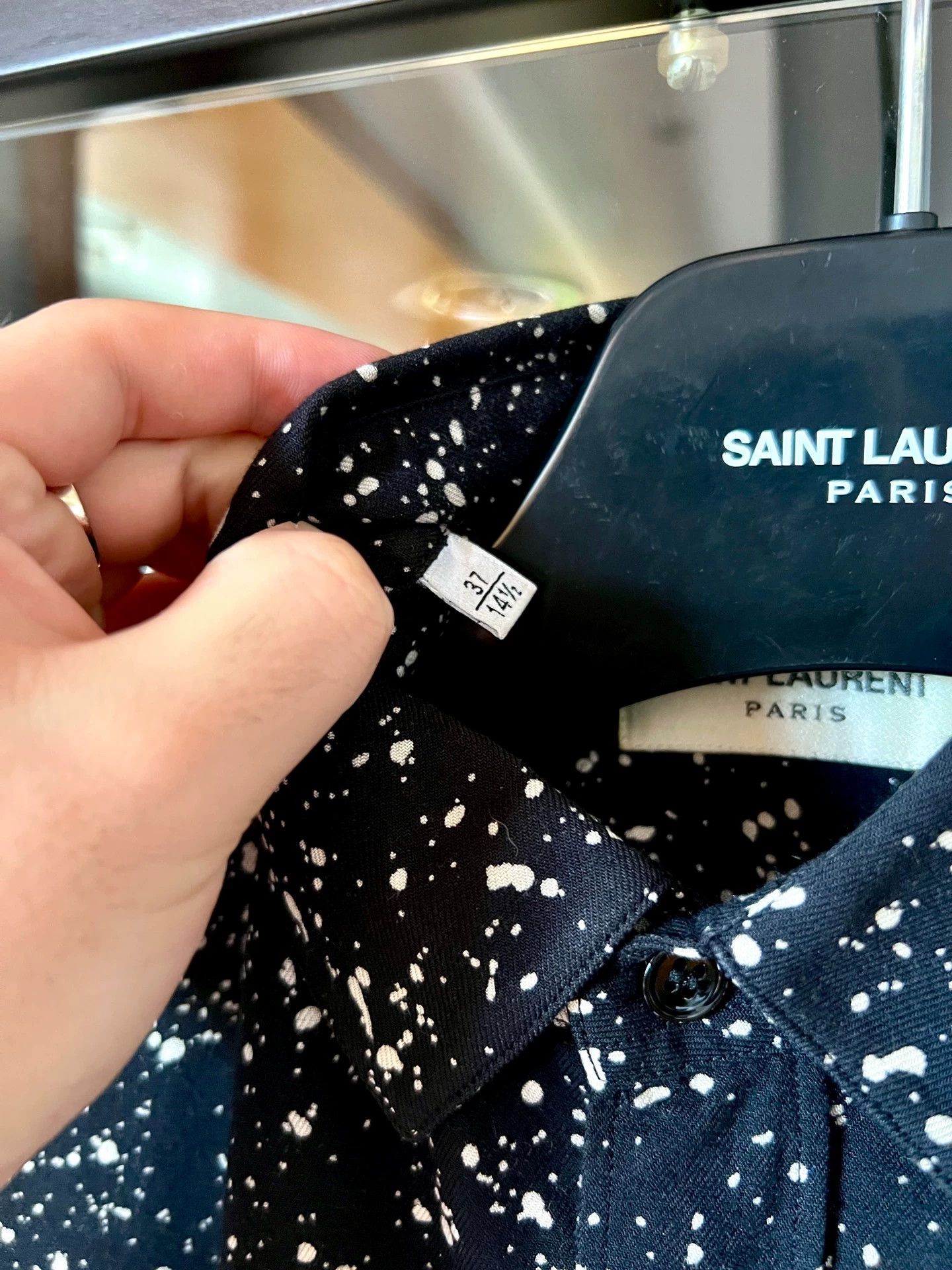 Saint Laurent Paris Black starry sky splashed ink shirt