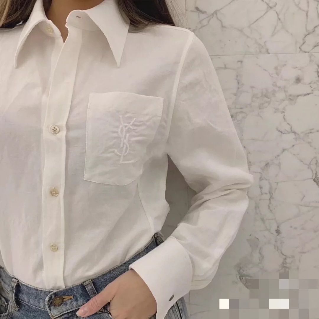 Saint Laurent Paris Saint Laurent Paris Embroidered white shirt Size US XXS / EU 40 - 6 Thumbnail