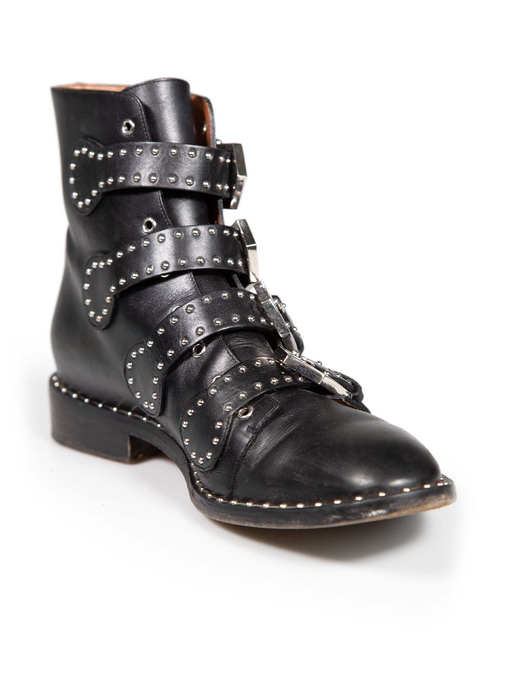 Givenchy Black Leather Studded Buckle Ankle Boots Size US 8 / IT 38 - 2 Thumbnail