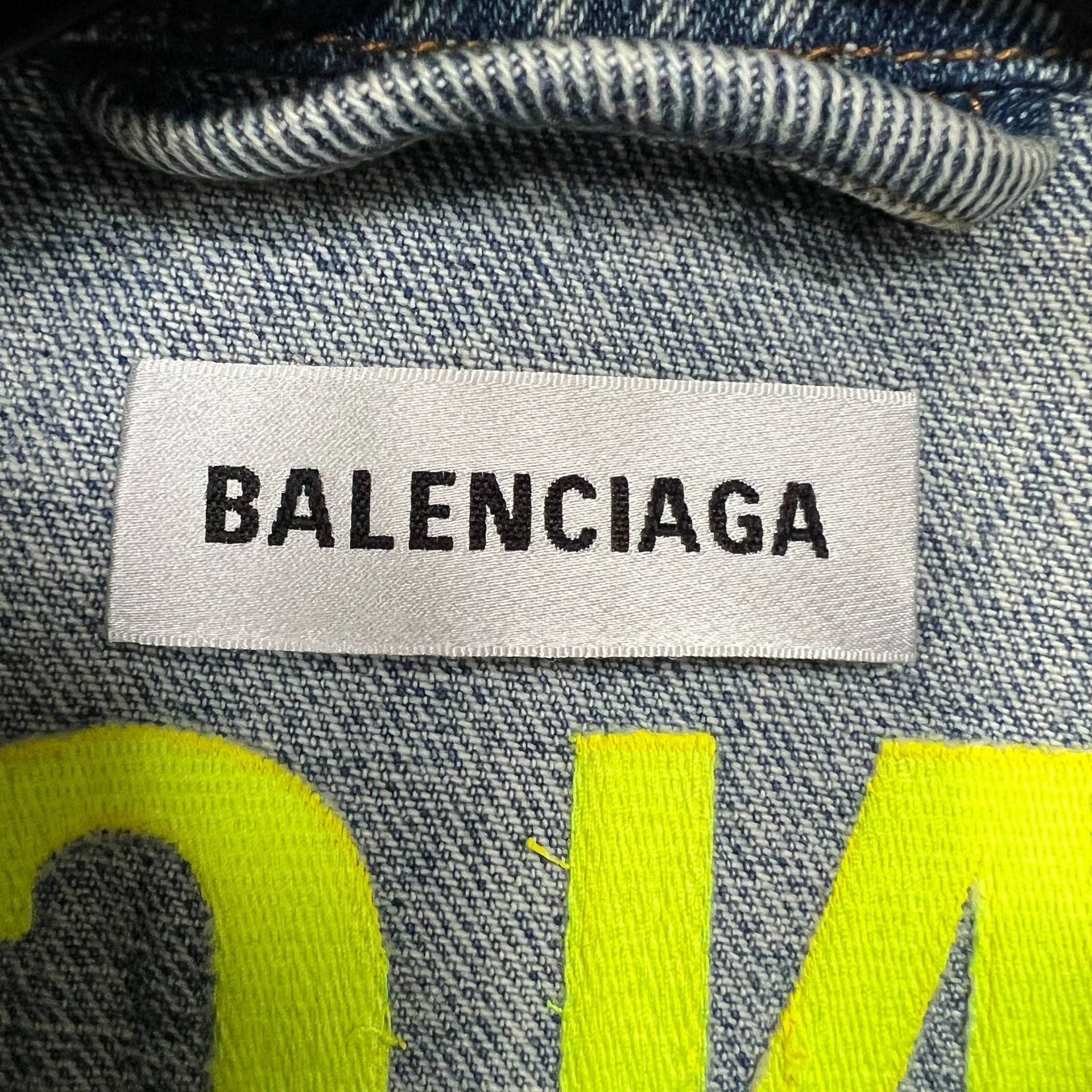 Balenciaga Balenciaga back fluorescent green logo denim jacket Size US XS / EU 42 / 0 - 3 Thumbnail