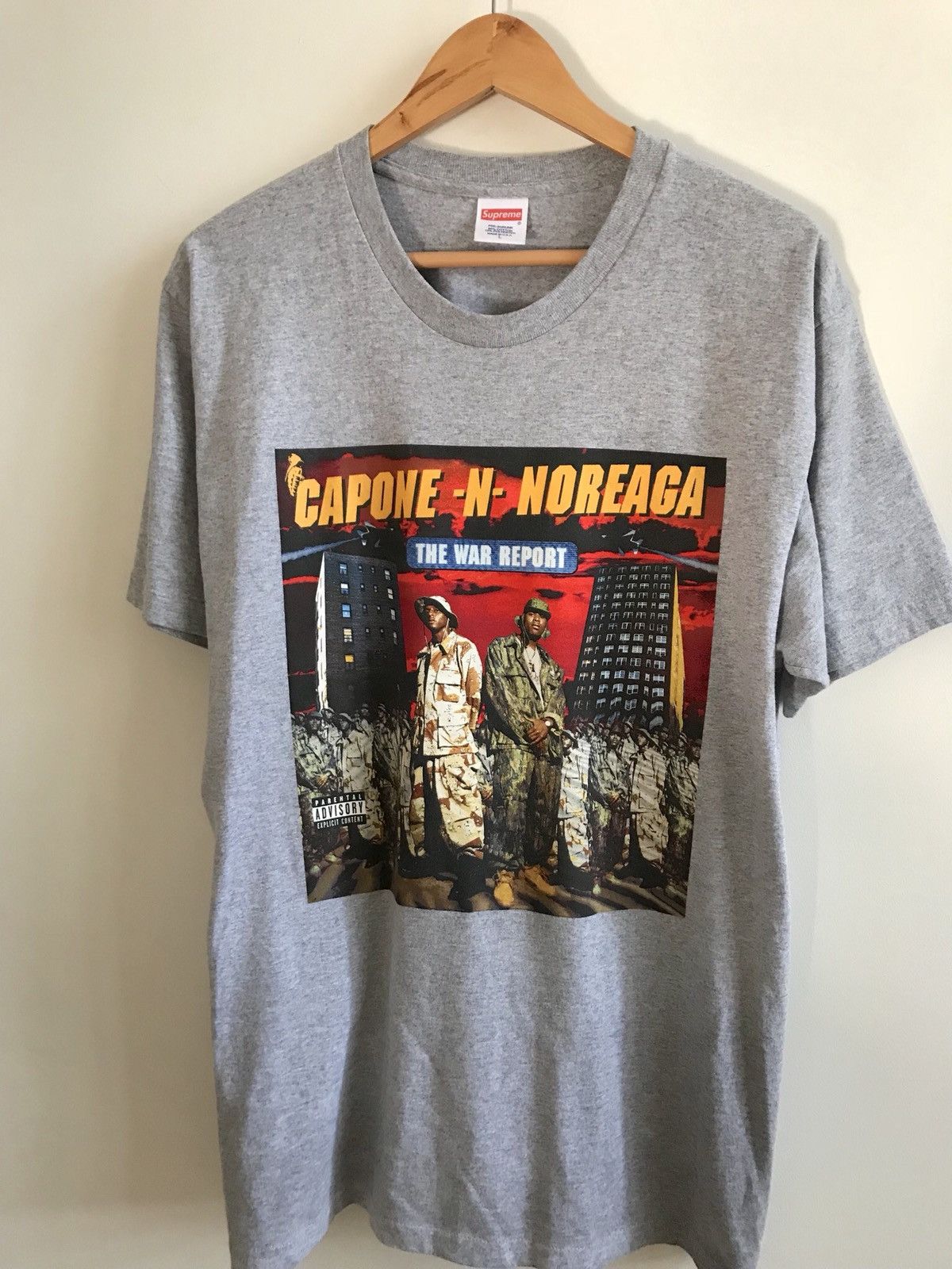 Supreme Steal! War Report Tee Heather Grey Capone N Noreaga 