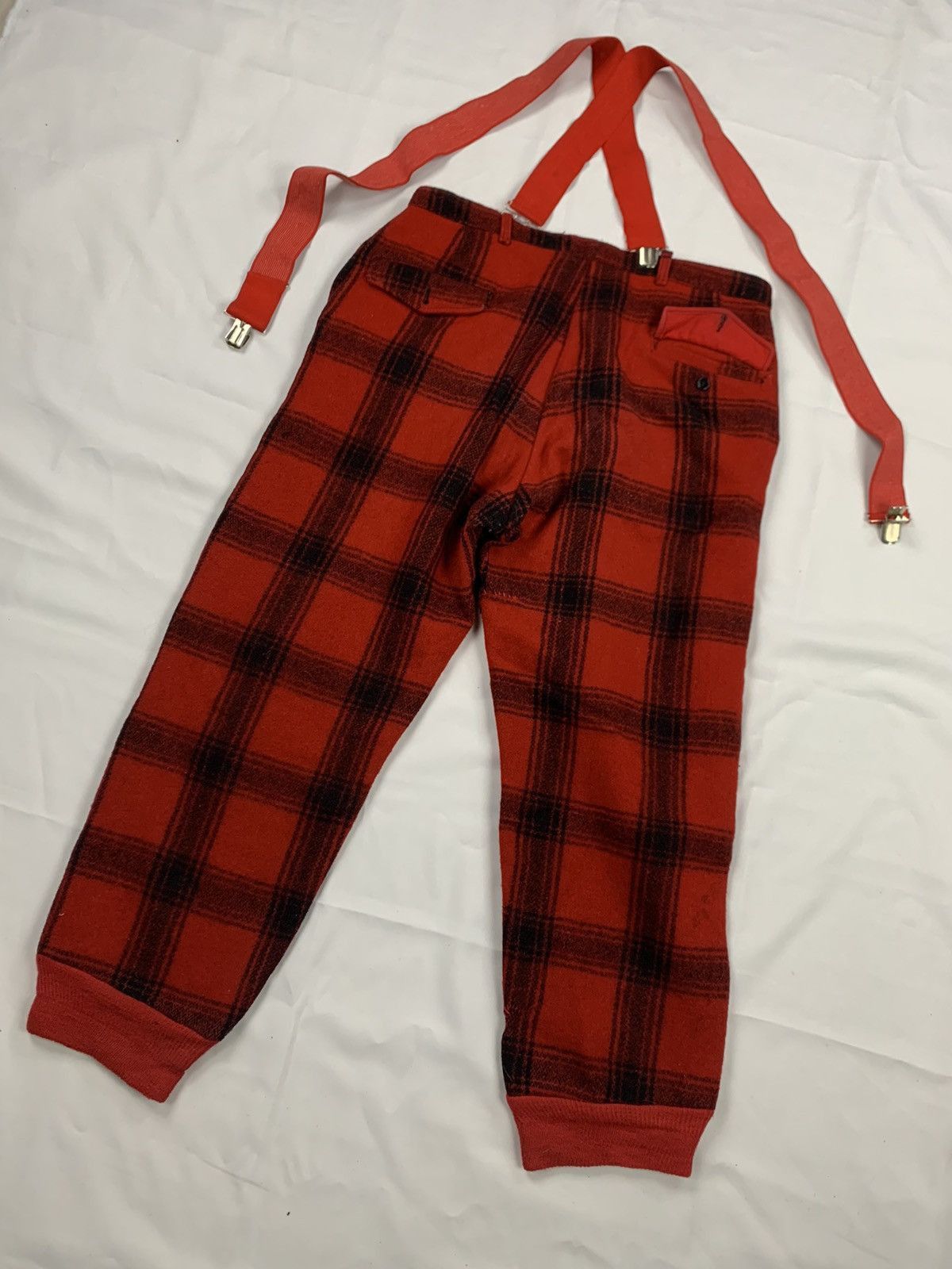 Jean × Vintage Vintage Punk Plaid Suspender Wool Pants 38x30 Size US 38 / EU 54 - 3 Thumbnail