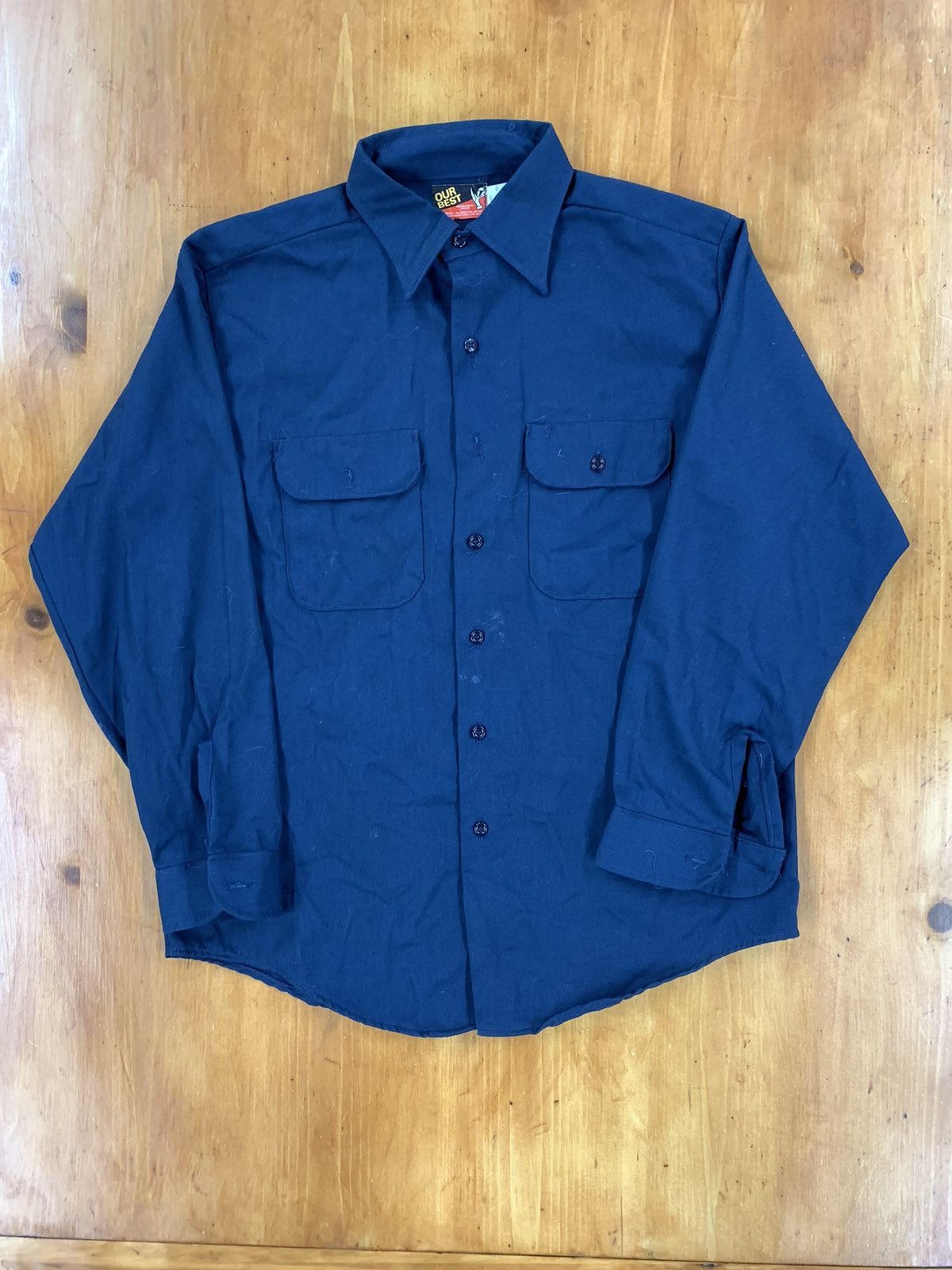 Vintage Vintage 80s Two Pocket Button Down Work Shirt Size US L / EU 52-54 / 3 - 3 Thumbnail