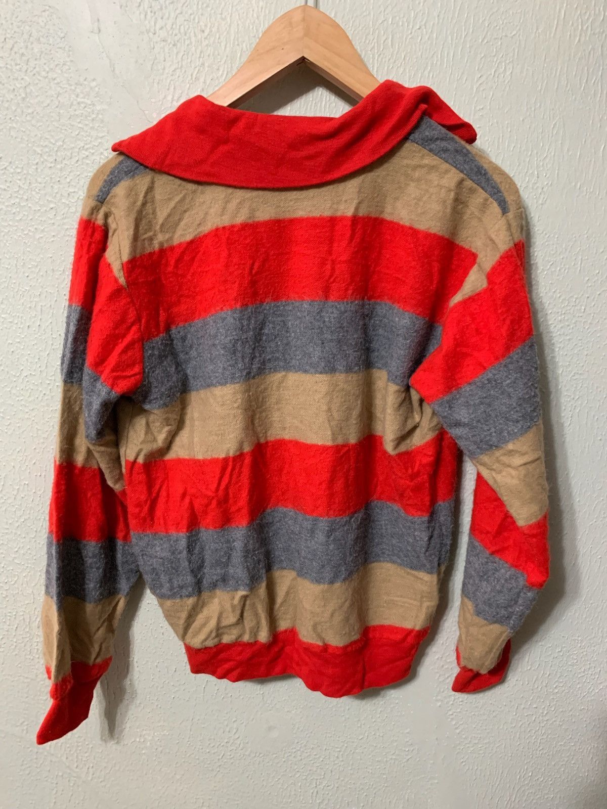 Vintage Vintage Red Tan Stripe Quarterzip Hooded Knit Sweater Size US M / EU 48-50 / 2 - 3 Thumbnail