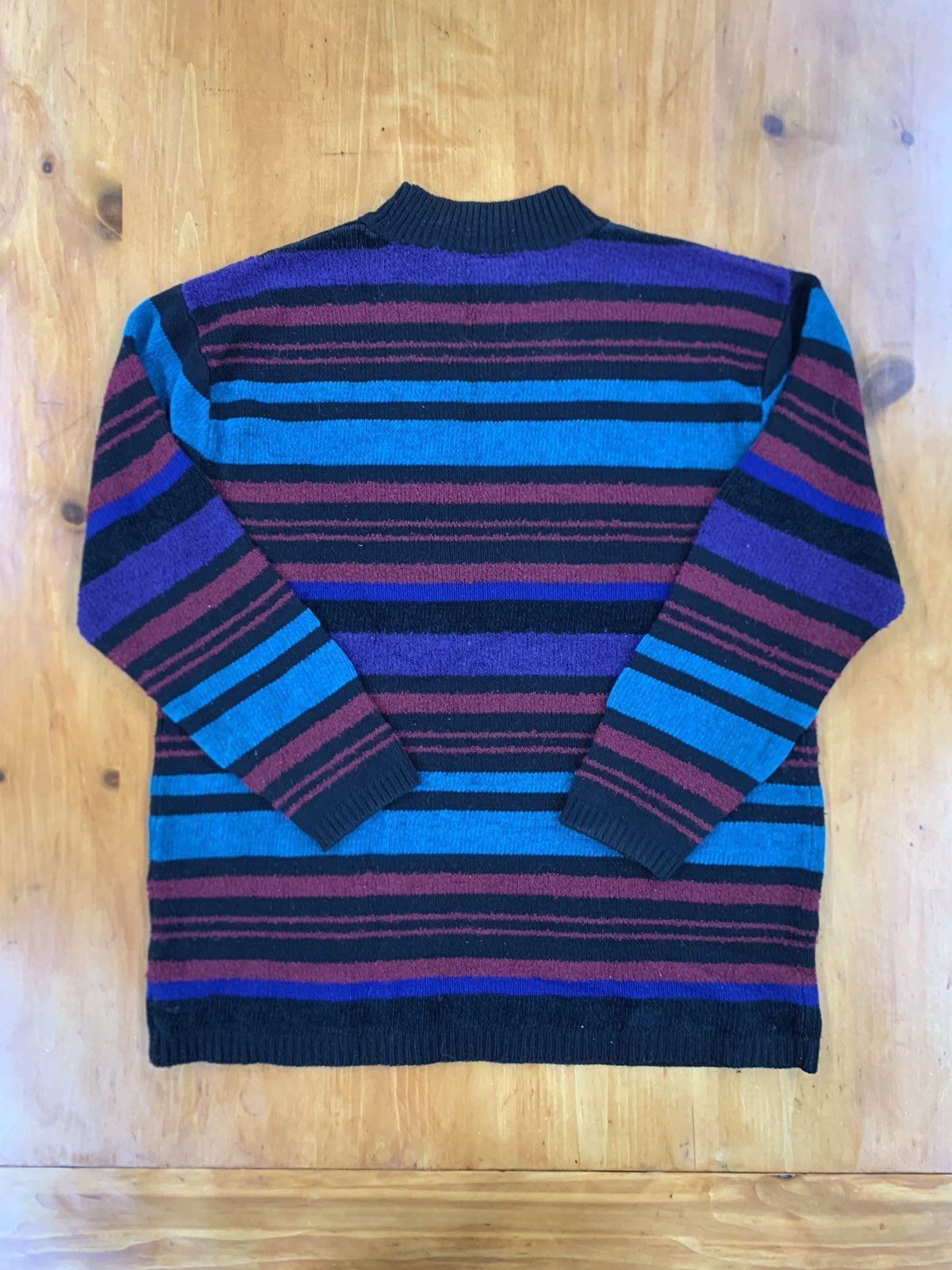 Vintage Vintage Teal Purple Stripe Knit Sweater Size US XL / EU 56 / 4 - 4 Thumbnail