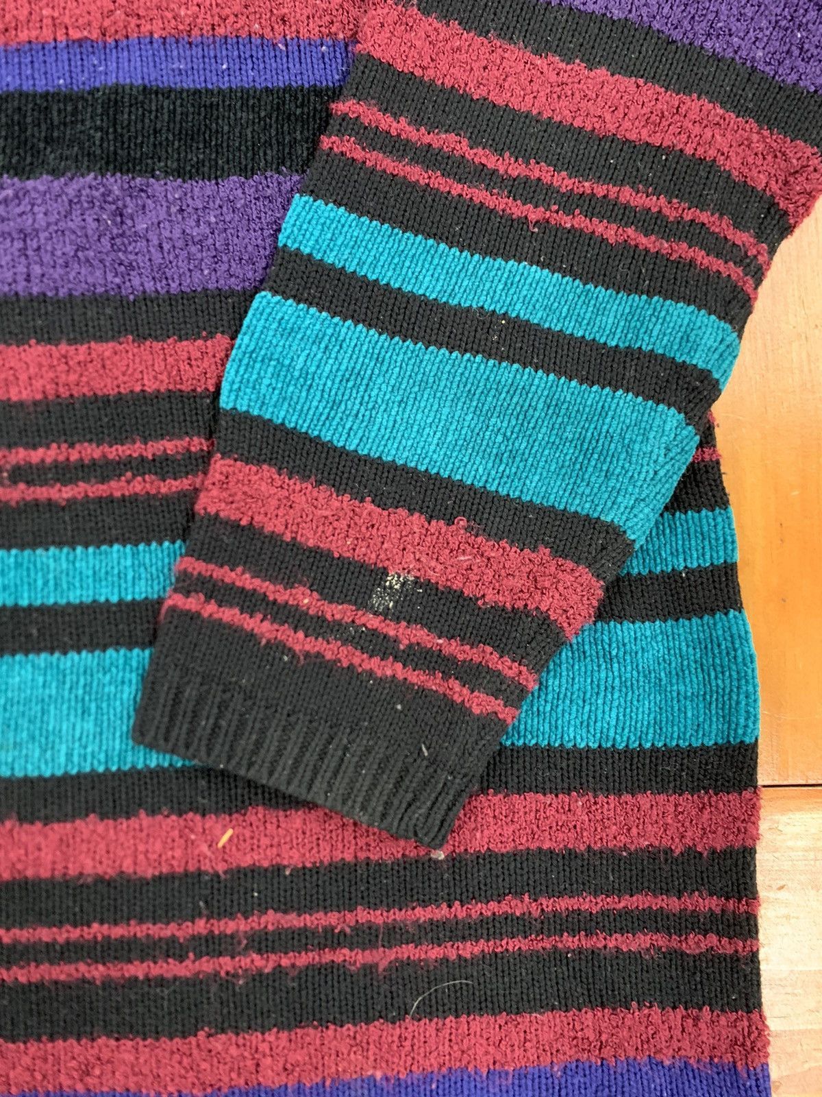 Vintage Vintage Teal Purple Stripe Knit Sweater Size US XL / EU 56 / 4 - 3 Thumbnail