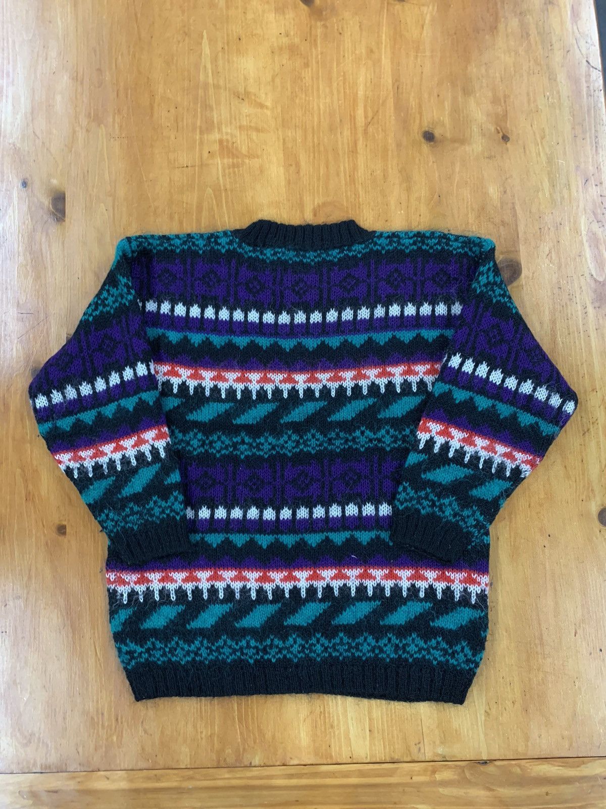Vintage Vintage Crewneck Purple Teal Mohair Knit Sweater Size US S / EU 44-46 / 1 - 4 Thumbnail