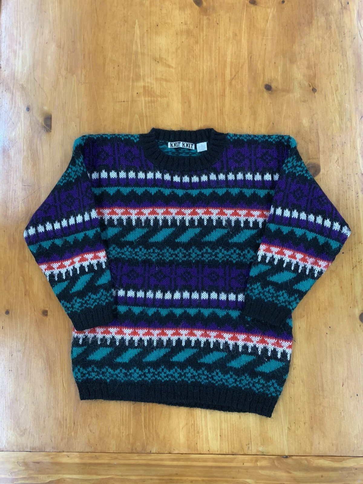 Vintage Vintage Crewneck Purple Teal Mohair Knit Sweater Size US S / EU 44-46 / 1 - 2 Thumbnail