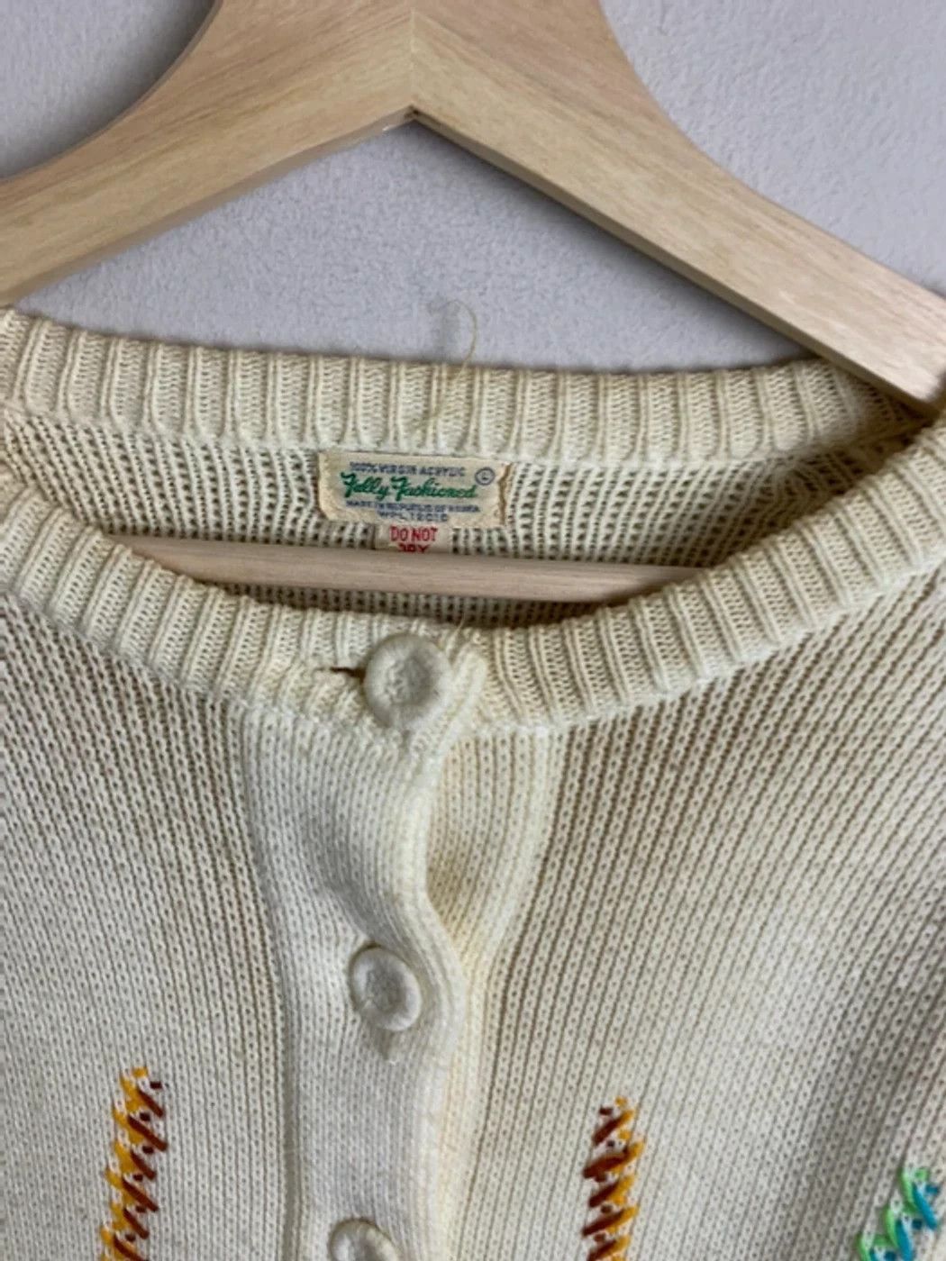 Vintage Vintage 1980s Floral Cable Knit Sweater Cardigan Size US XS / EU 42 / 0 - 6 Thumbnail