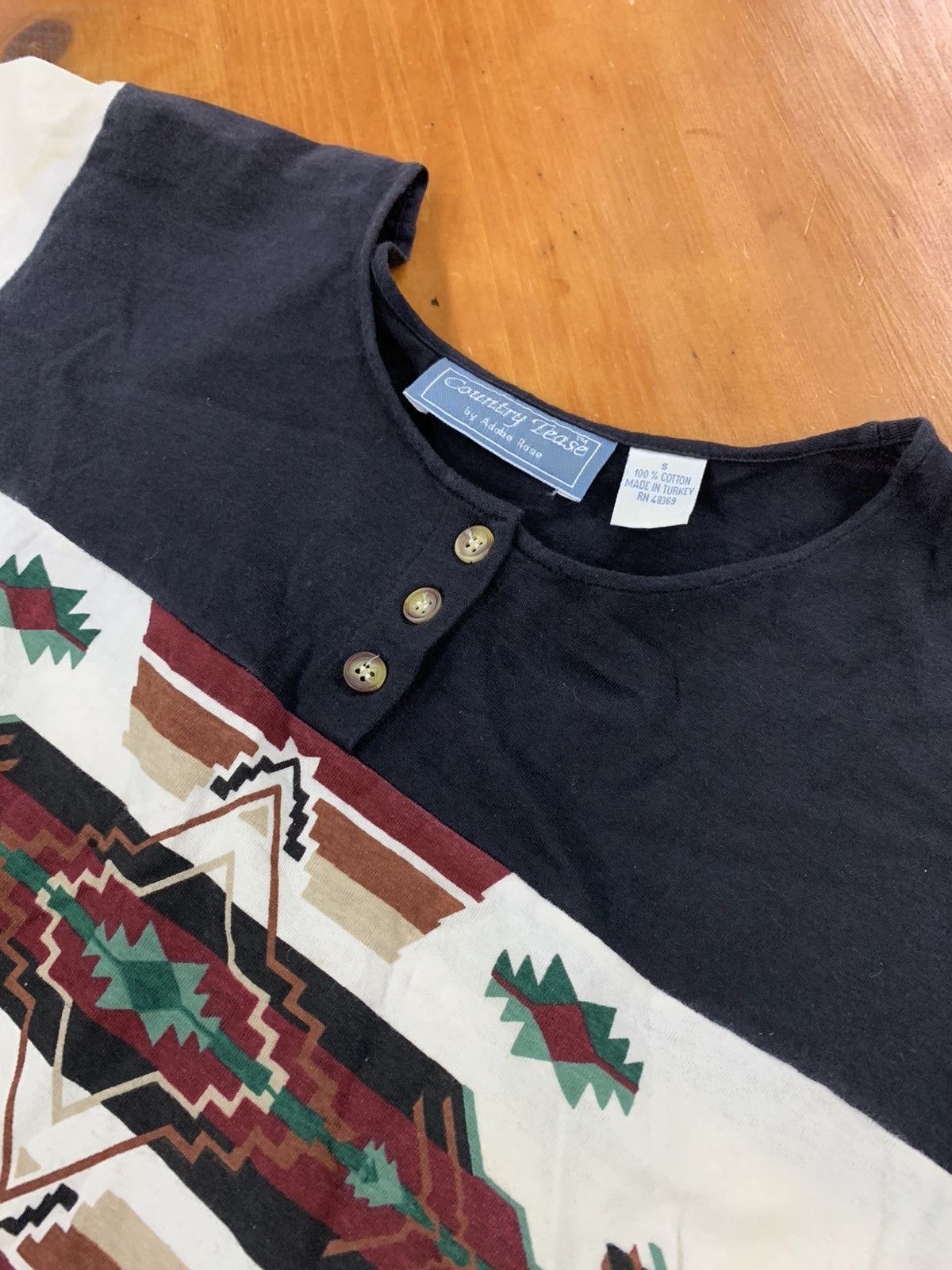 Vintage Vintage Country Tease Aztec Scoop Neck Henley Size US S / EU 44-46 / 1 - 4 Thumbnail