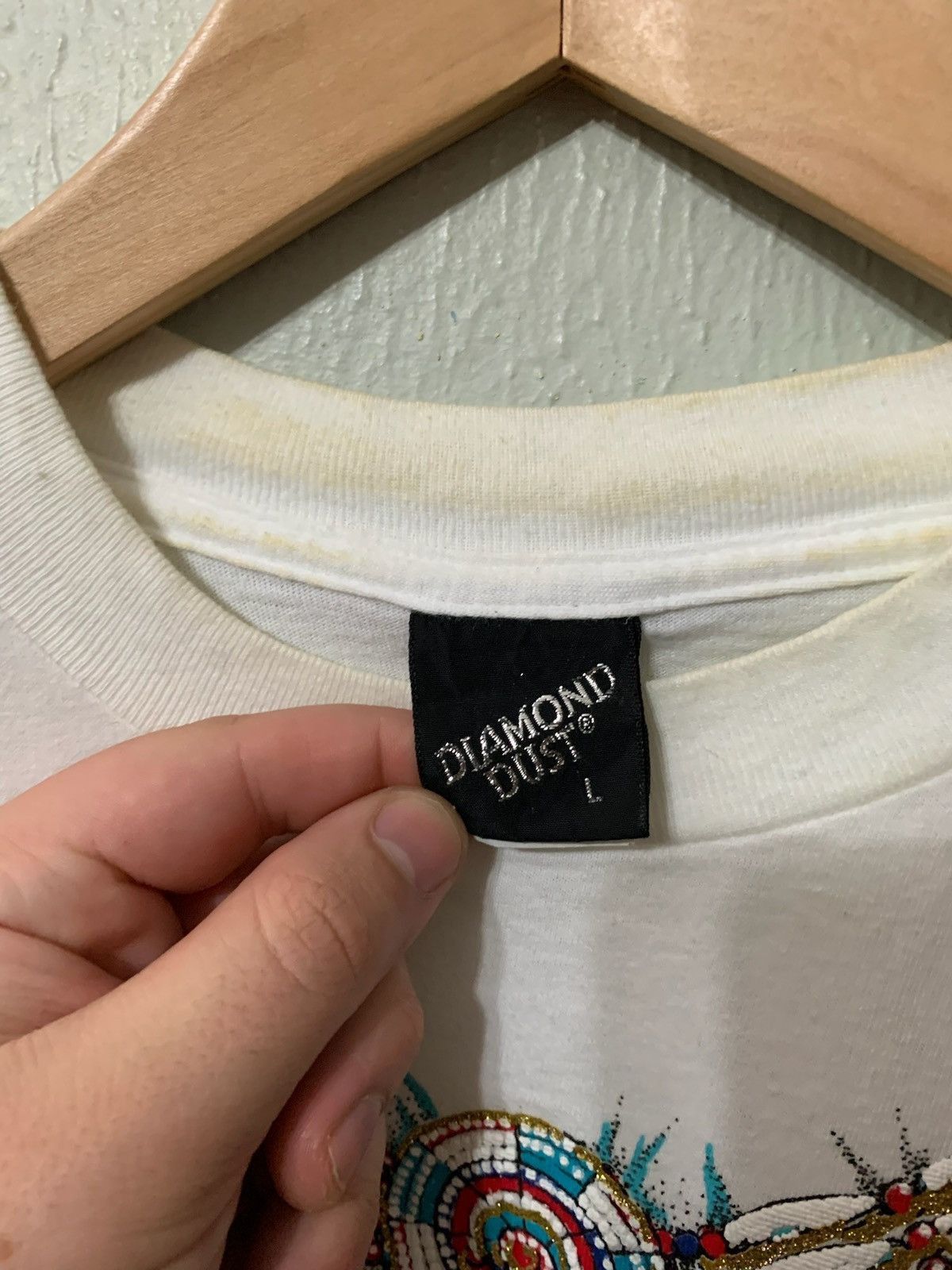 Vintage Vintage Diamond Dust White Jewerly Tee Size US L / EU 52-54 / 3 - 3 Thumbnail