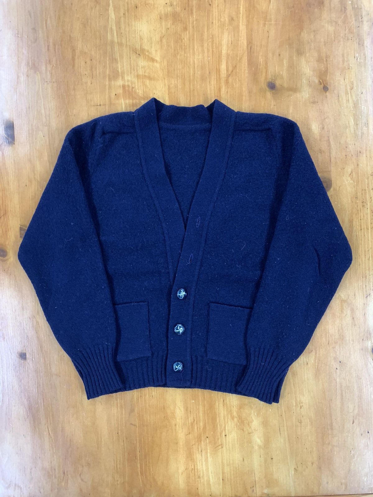 Vintage Vintage Navy Wool Knit Cardigan Size US M / EU 48-50 / 2 - 4 Thumbnail