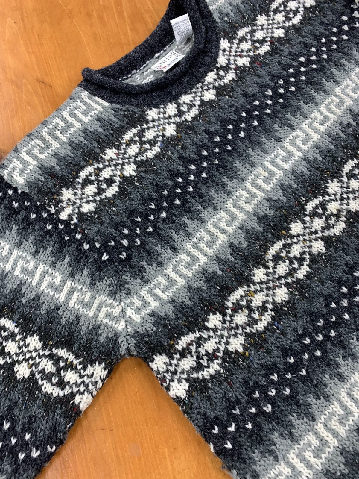 Vintage Vintage Grey Pattern Stripe Knit Sweater Size US L / EU 52-54 / 3 - 2 Thumbnail