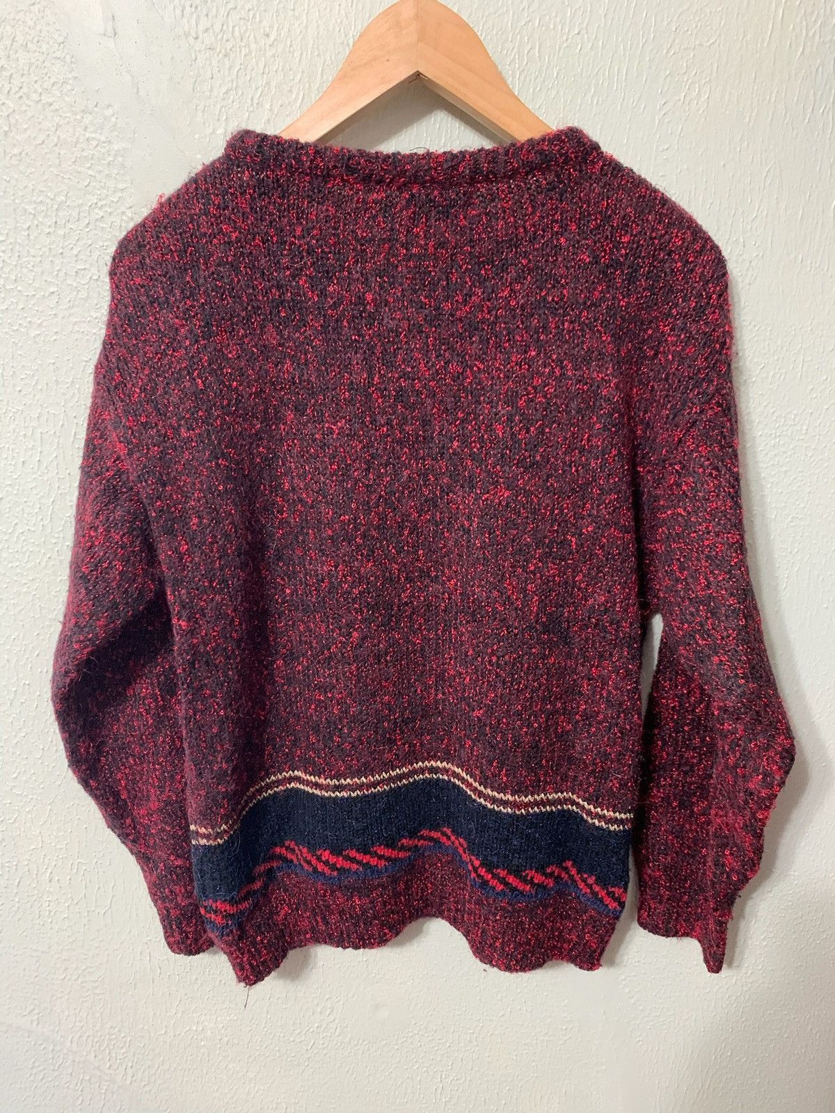 Vintage Vintage Shiny Red Navy Stripe Knit Sweater Size US S / EU 44-46 / 1 - 3 Thumbnail