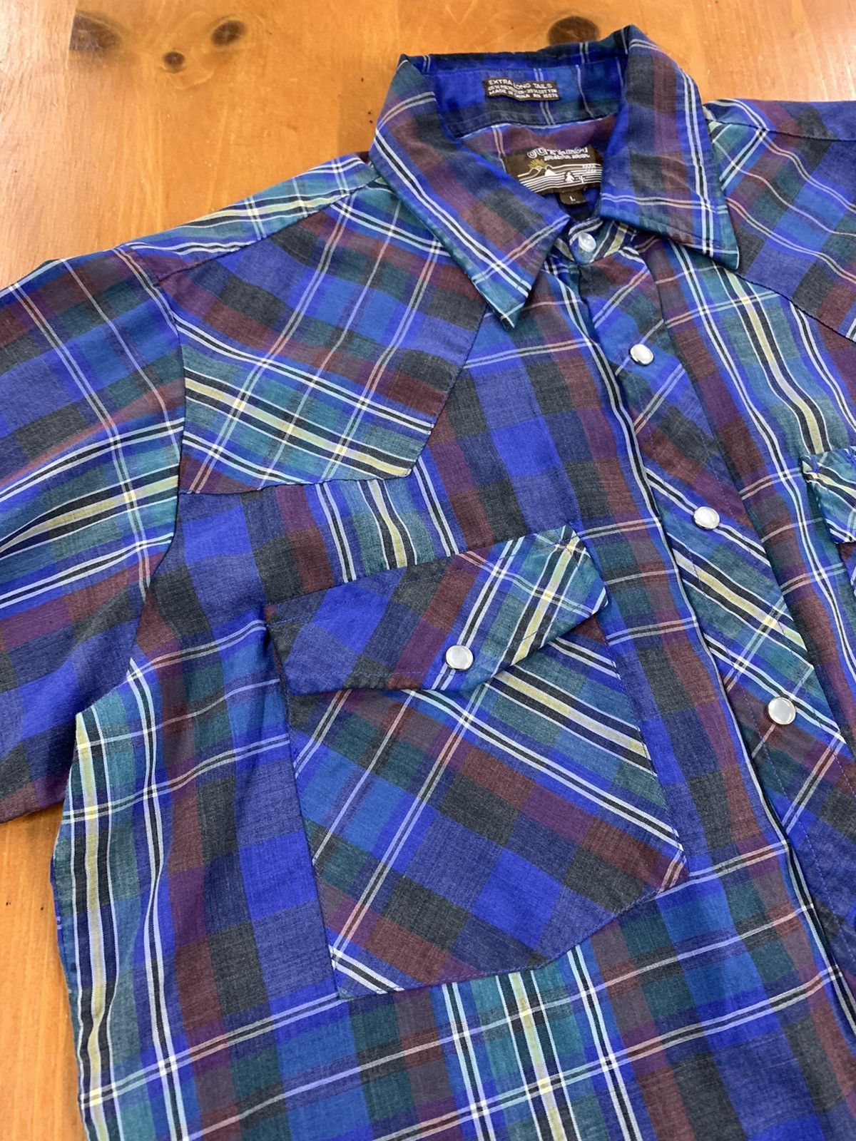 Vintage Vintage 1980s Outlaw Blue Plaid Western Shirt Size US L / EU 52-54 / 3 - 2 Thumbnail