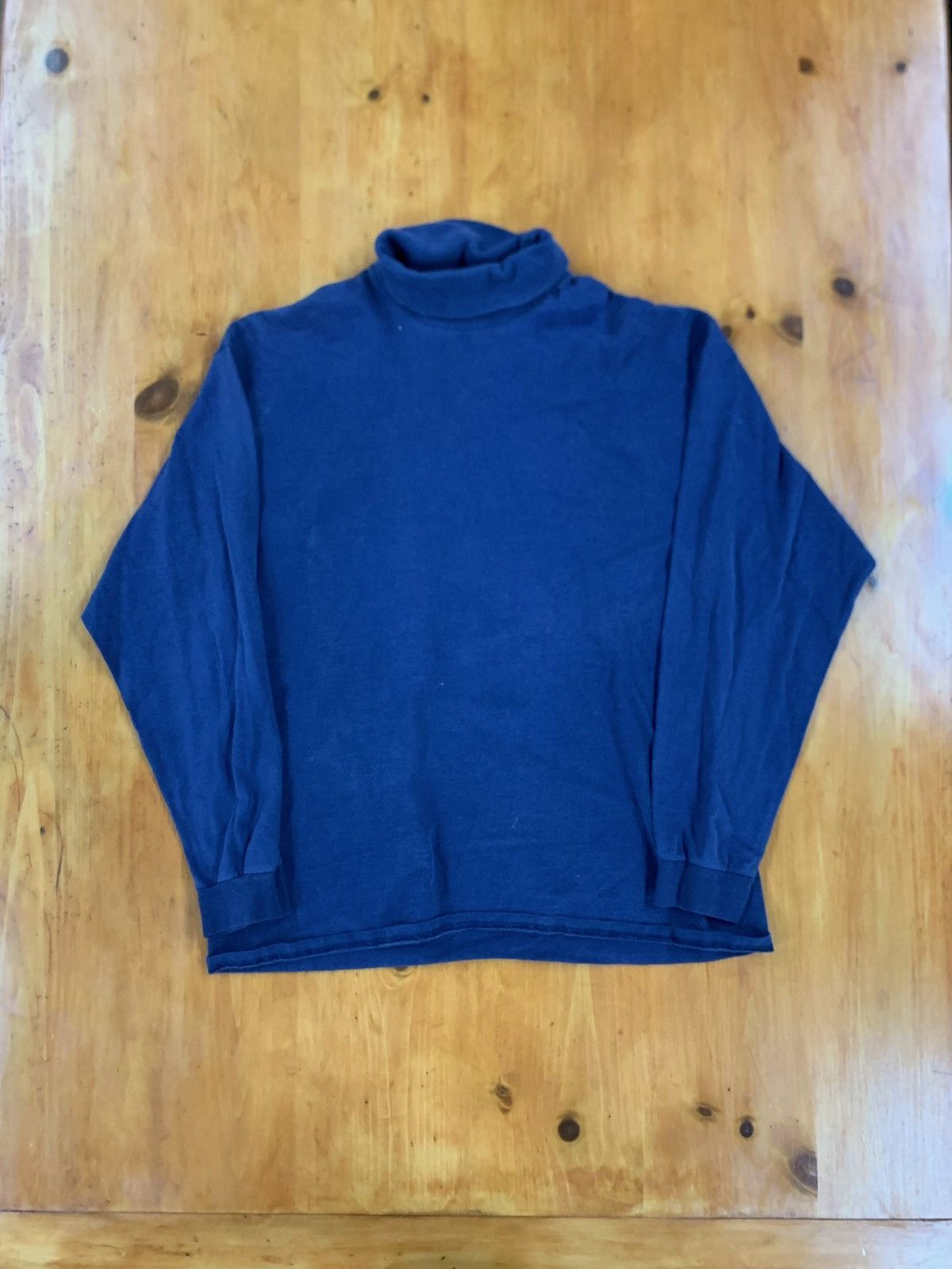 Vintage Vintage Blank Navy Turtleneck Longsleeve Size US XL / EU 56 / 4 - 3 Thumbnail