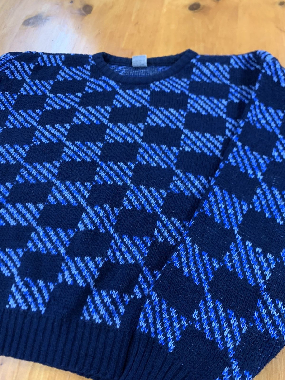 Vintage Vintage Blue Square Knit Sweater Size US L / EU 52-54 / 3 - 2 Thumbnail
