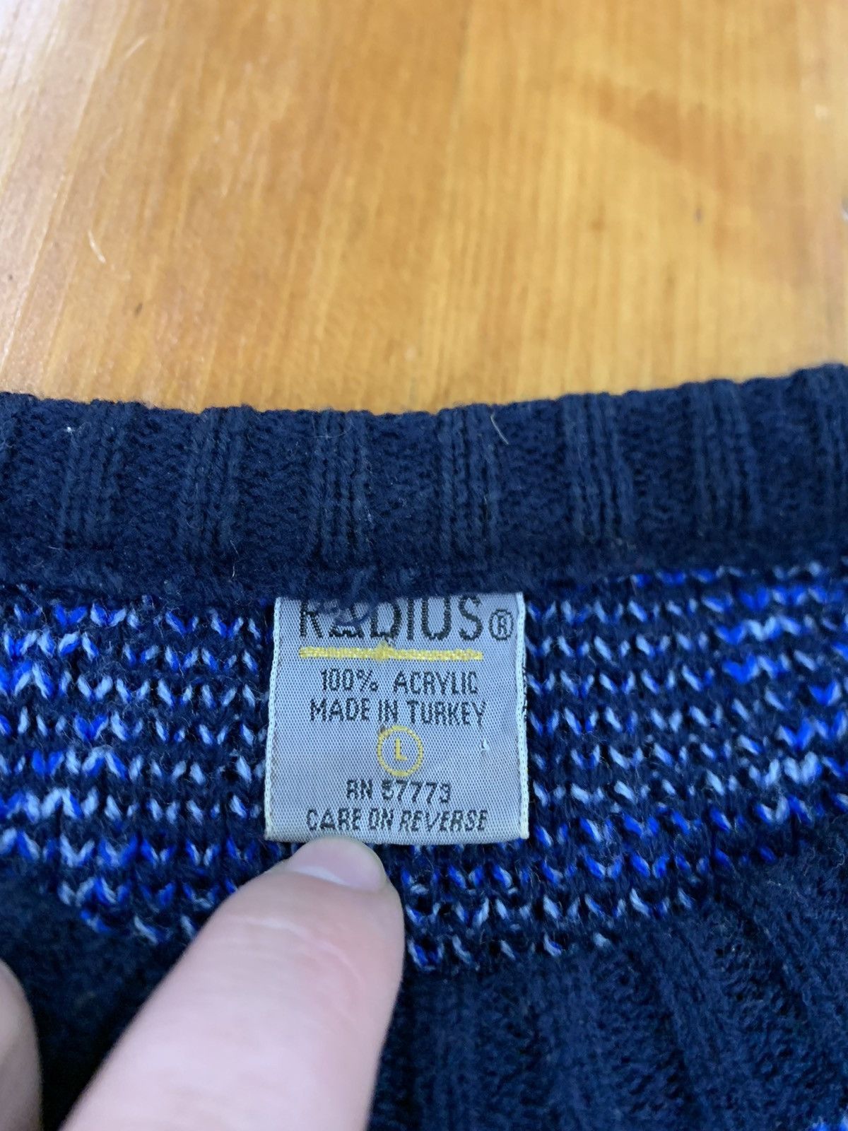 Vintage Vintage Blue Square Knit Sweater Size US L / EU 52-54 / 3 - 3 Thumbnail